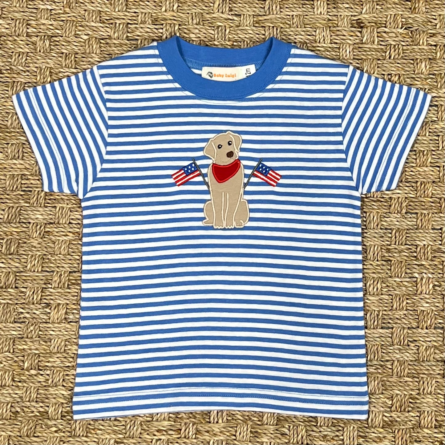 Luigi Tee, Lab with American Flag on Chambray