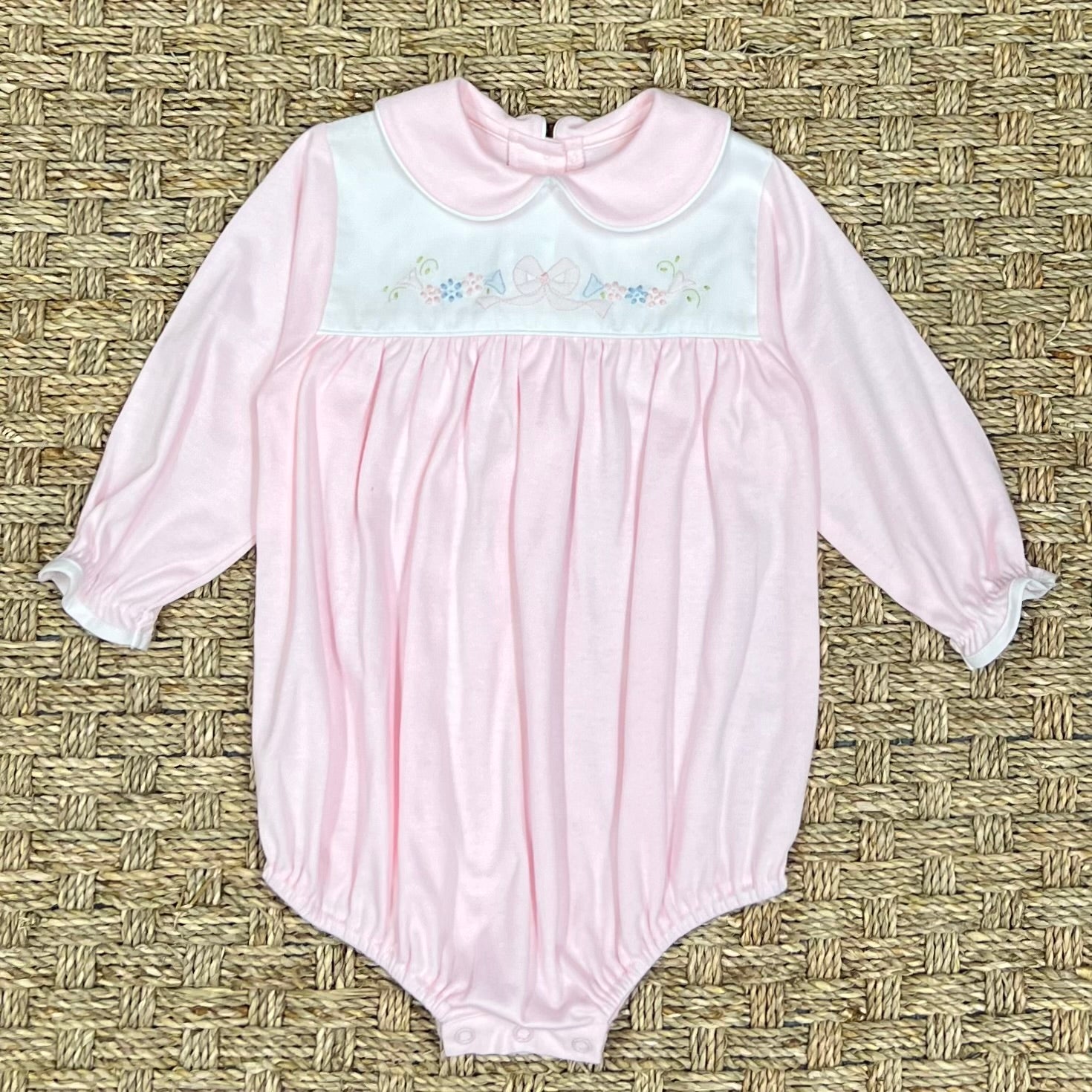 Auraluz Long Sleeve Pink Bubble with Bow Embroidery