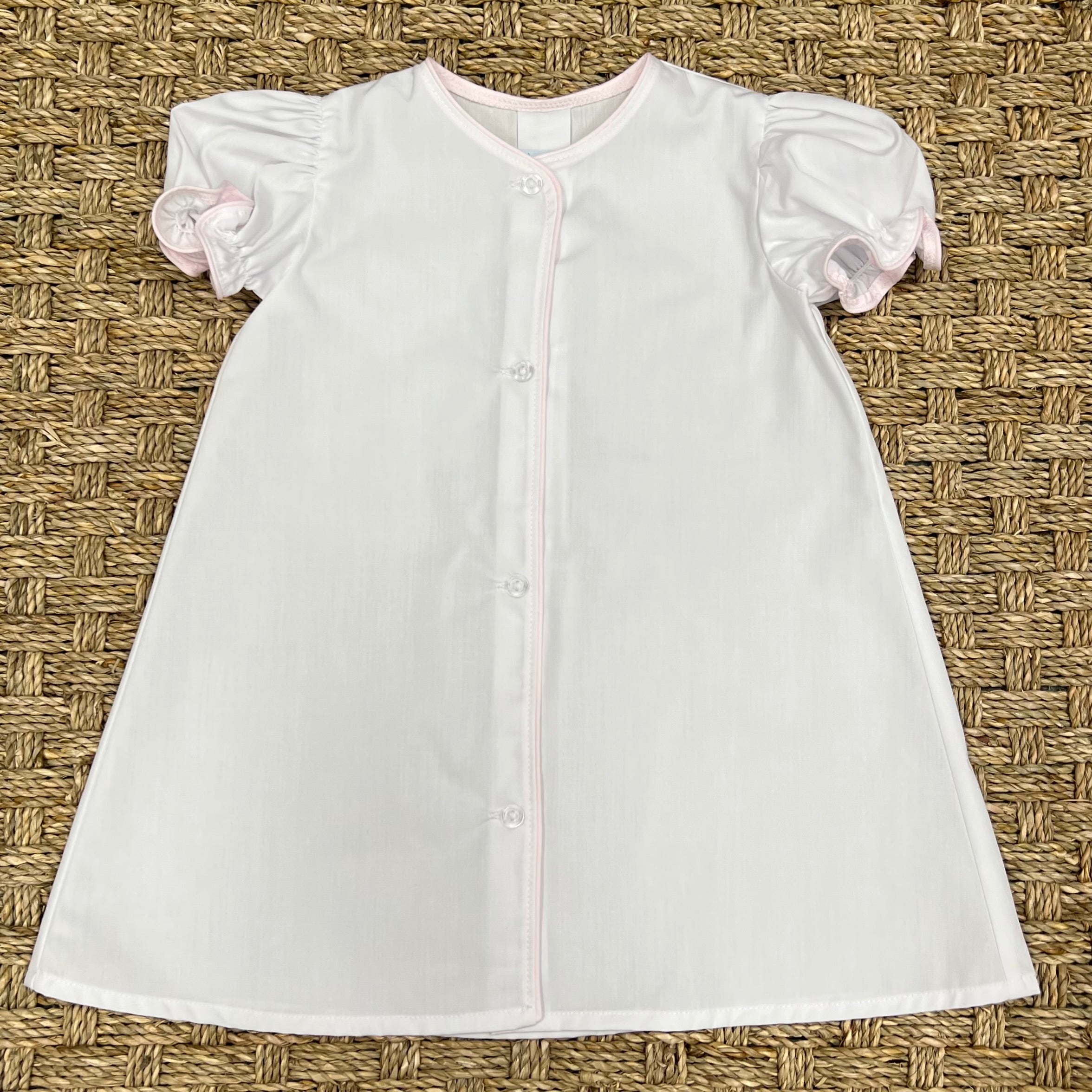 Auraluz White Day Gown with Pink Trim