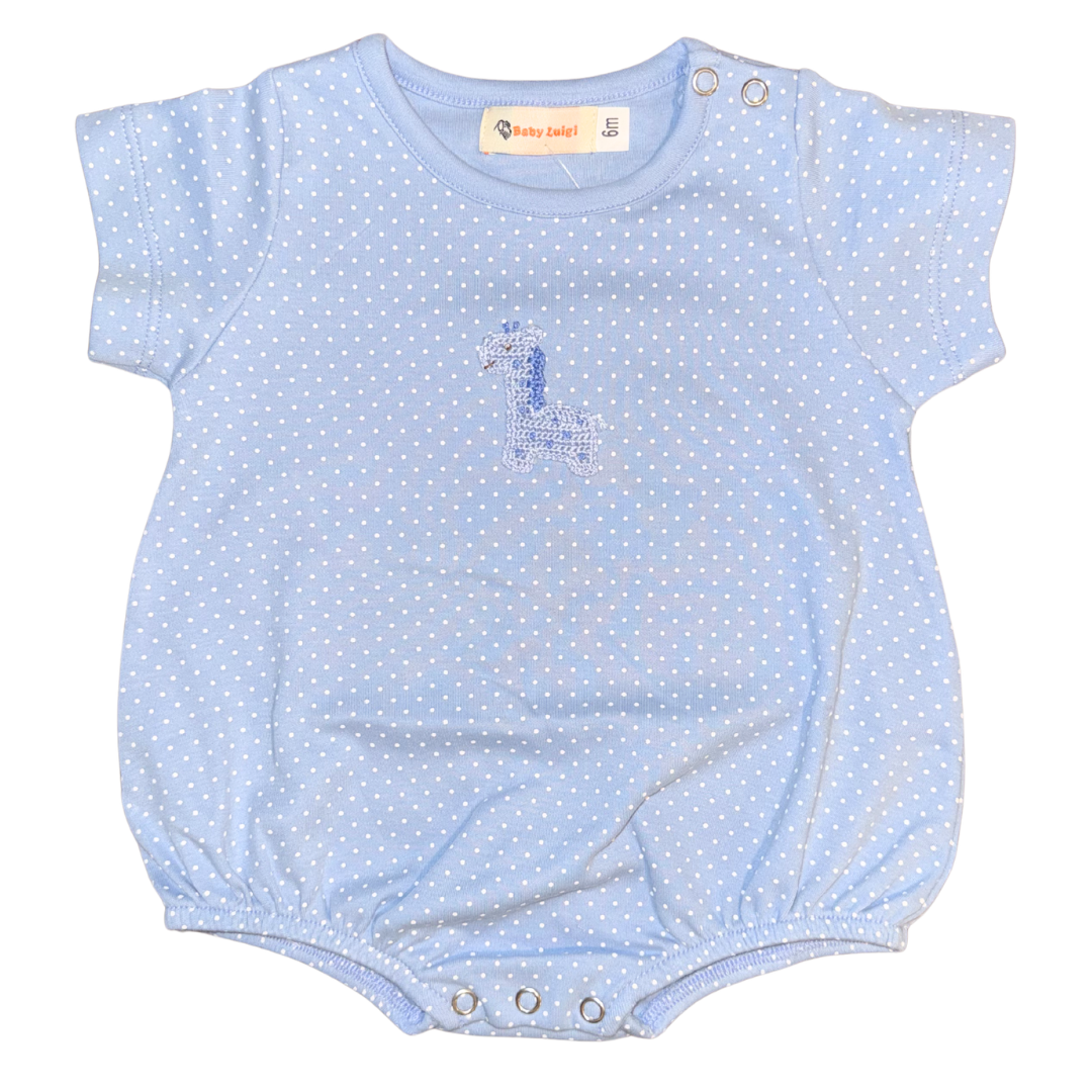 Luigi Bubble Giraffe on Blue/ White Dots