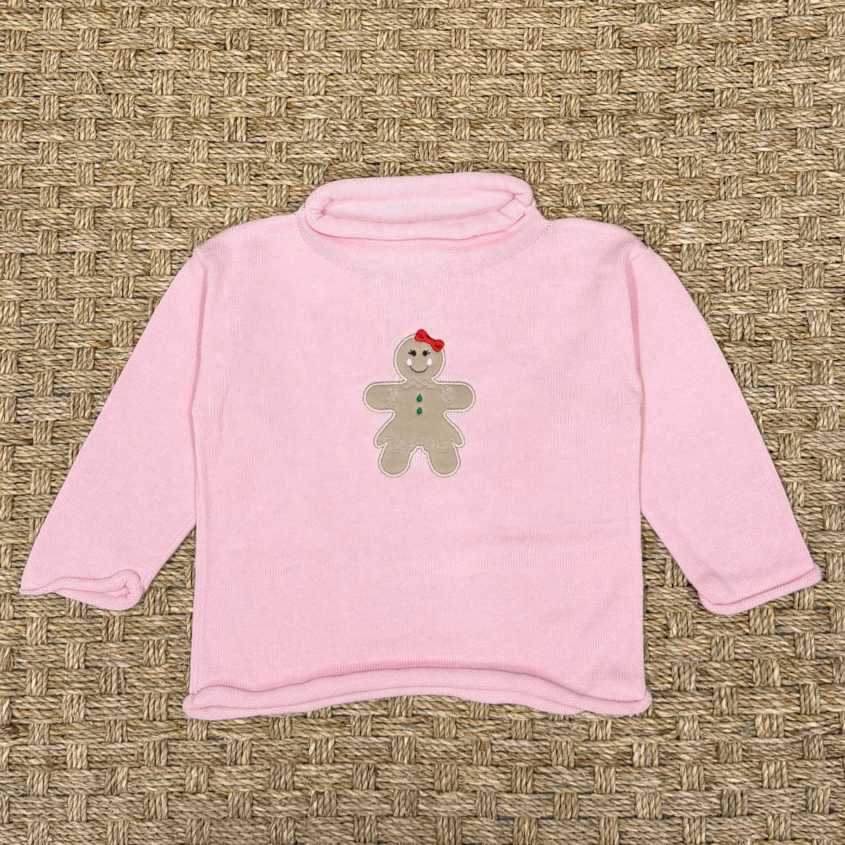 Luigi Fine Gauge Sweater, Gingerbread on Light Pink