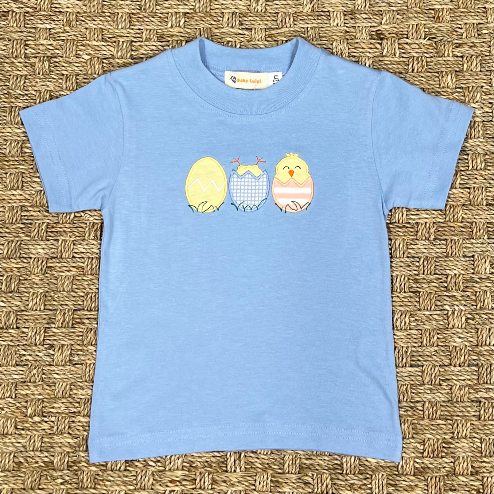 Luigi Tee, Three Eggs and Chicks on Sky Blue