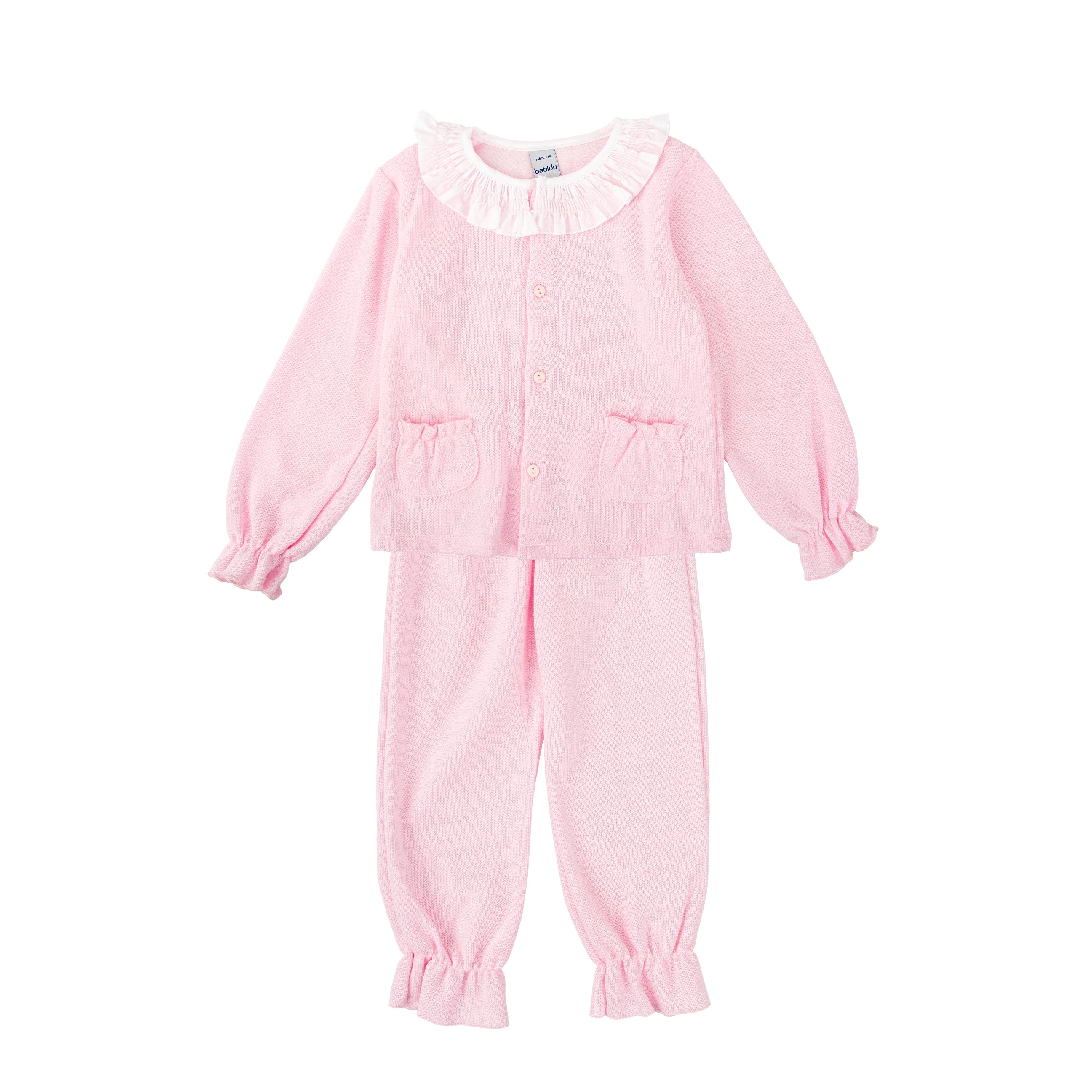Babidu Pink Ruffle Neck Sweater Set
