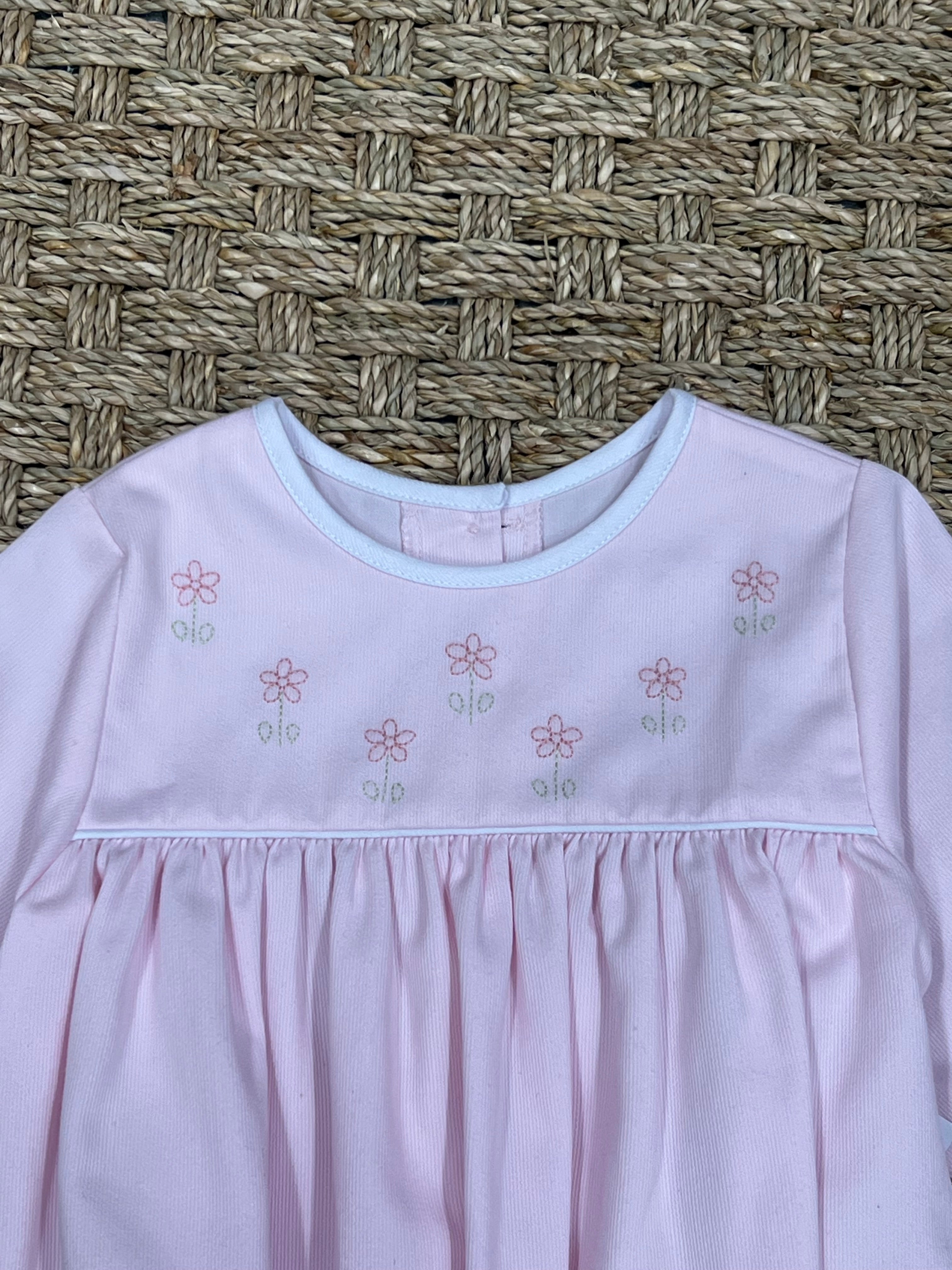 Auraluz Pink Pique Bubble with Flower Embroidery