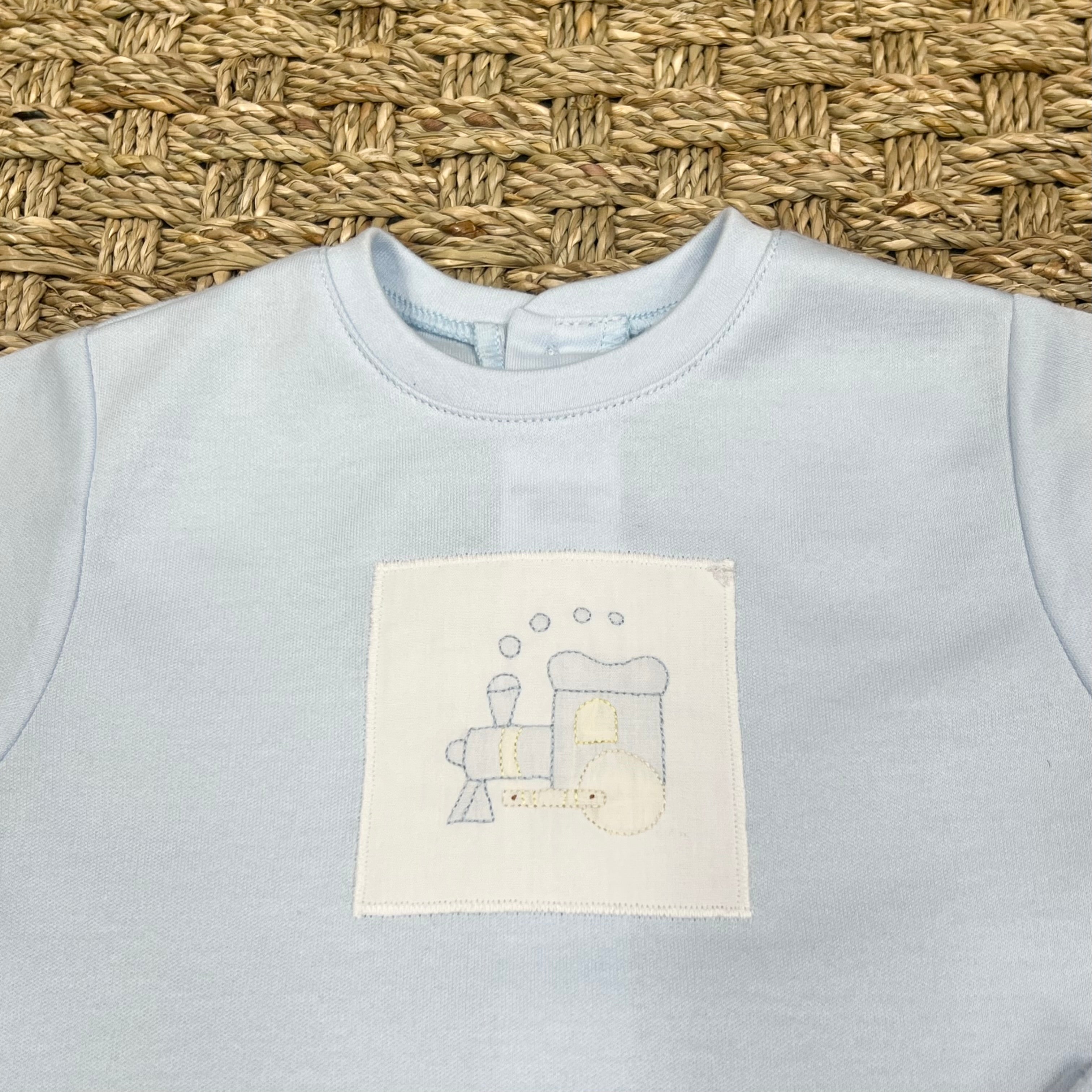 Auraluz Knit Bloomer Set, Blue with Train