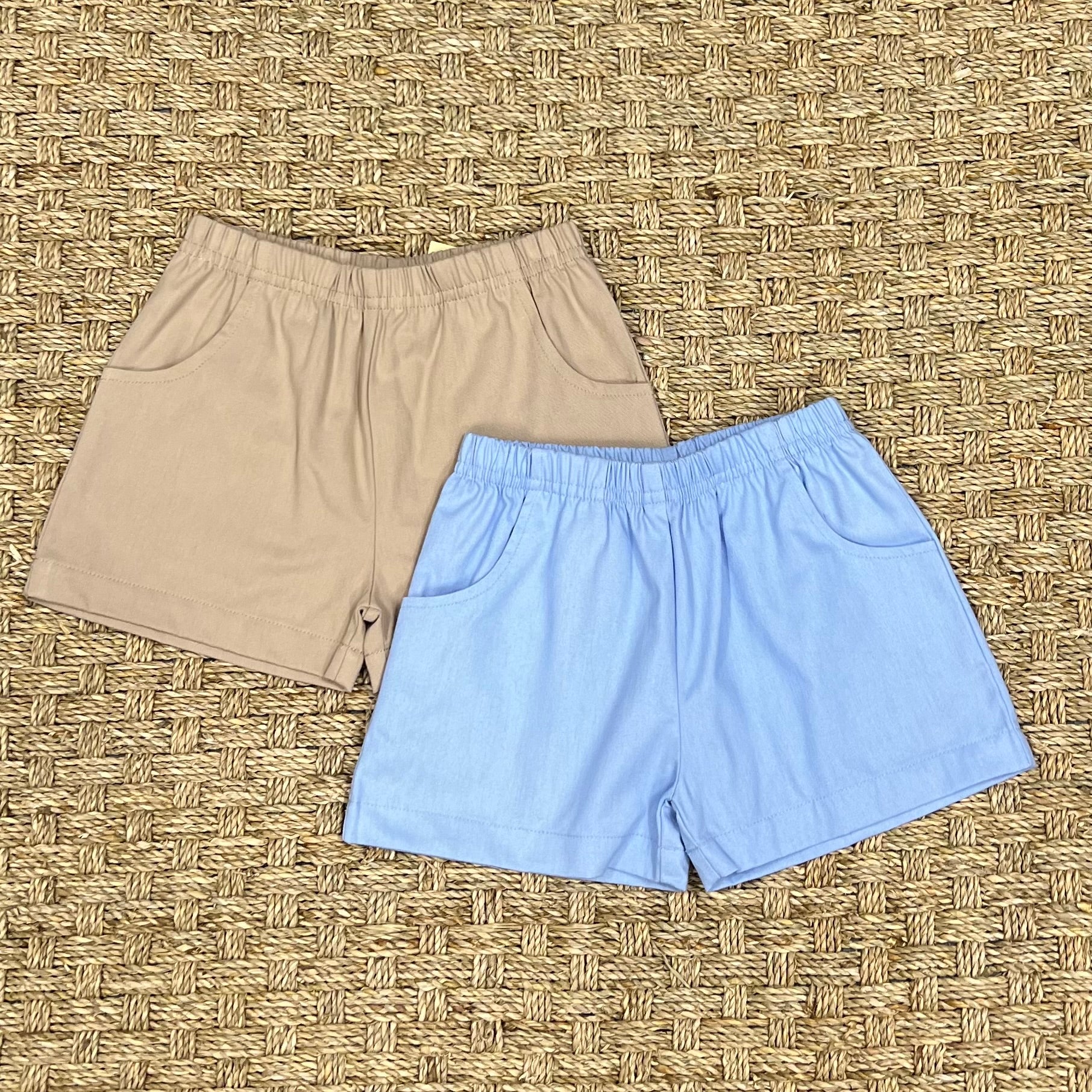 Luigi Twill Shorts with Front Pockets, Sky Blue