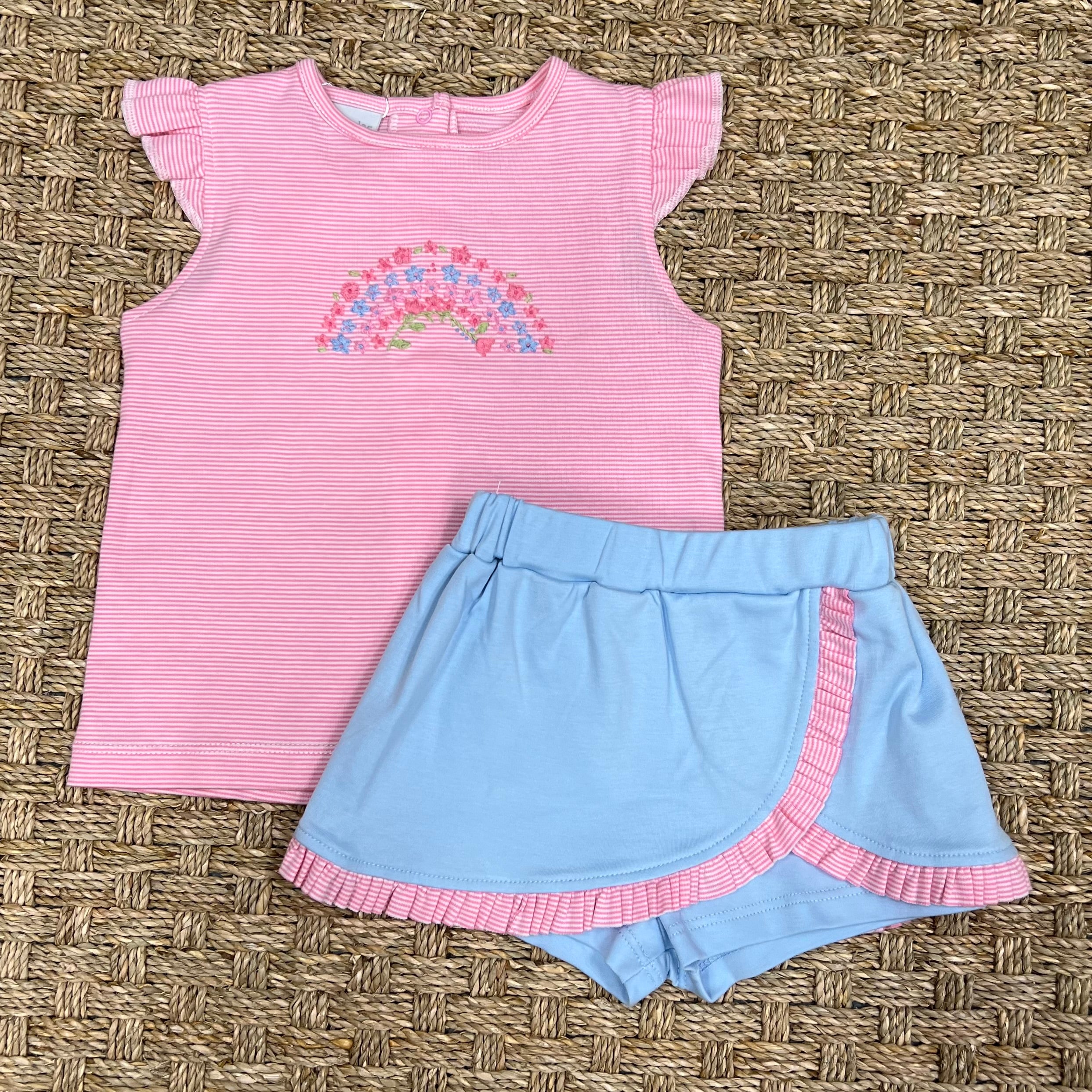 Squiggles Blooming Rainbow Butterfly Sleeve Skort Set