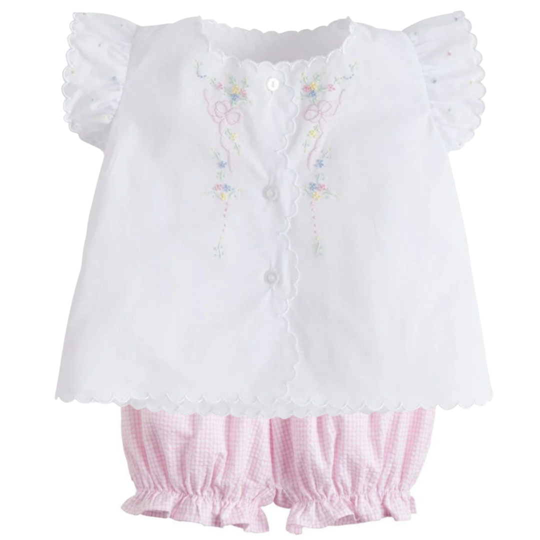 Little English Tea Blouse with Bow Bloomers, Bow & Flower