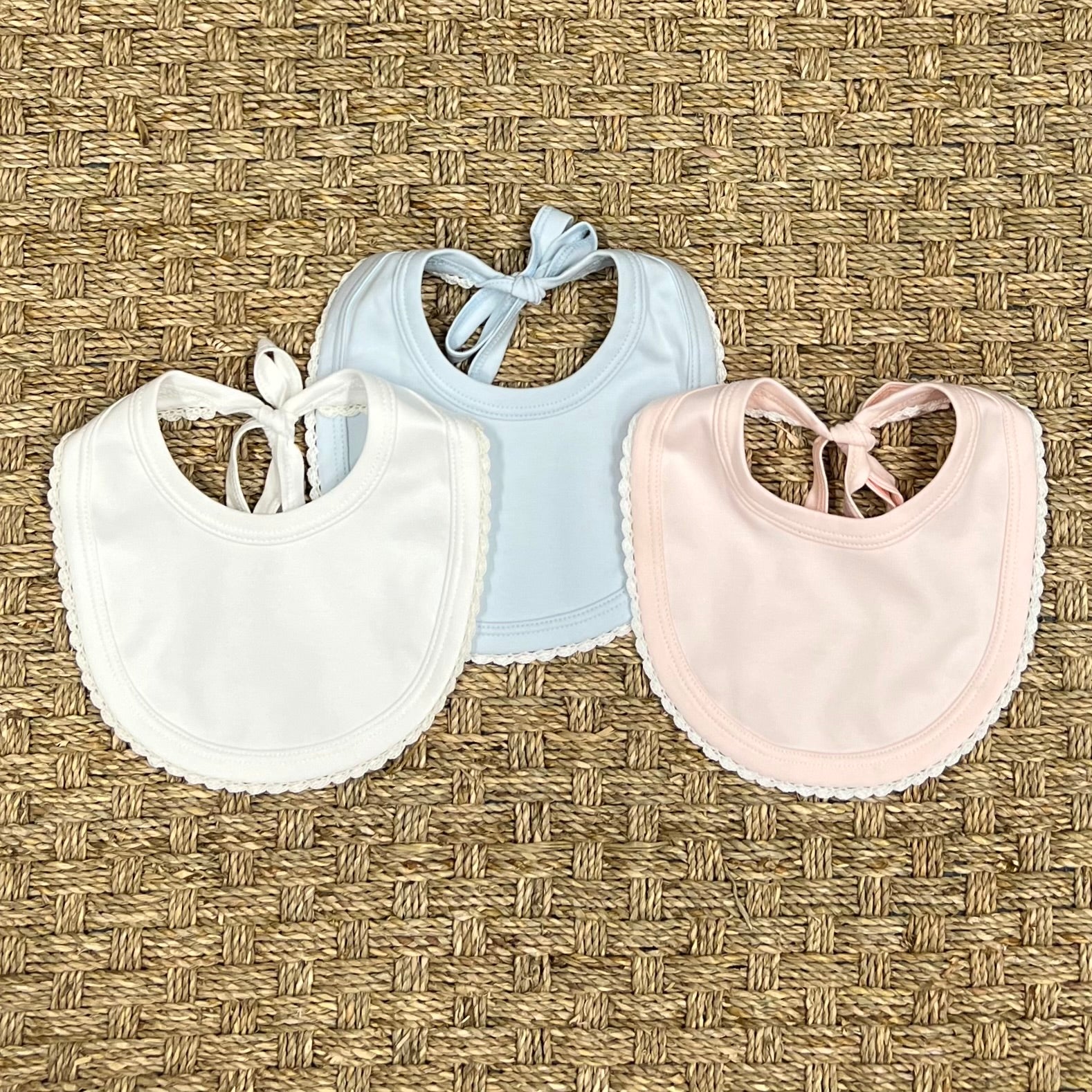 Squiggles Bib with Crochet Trim