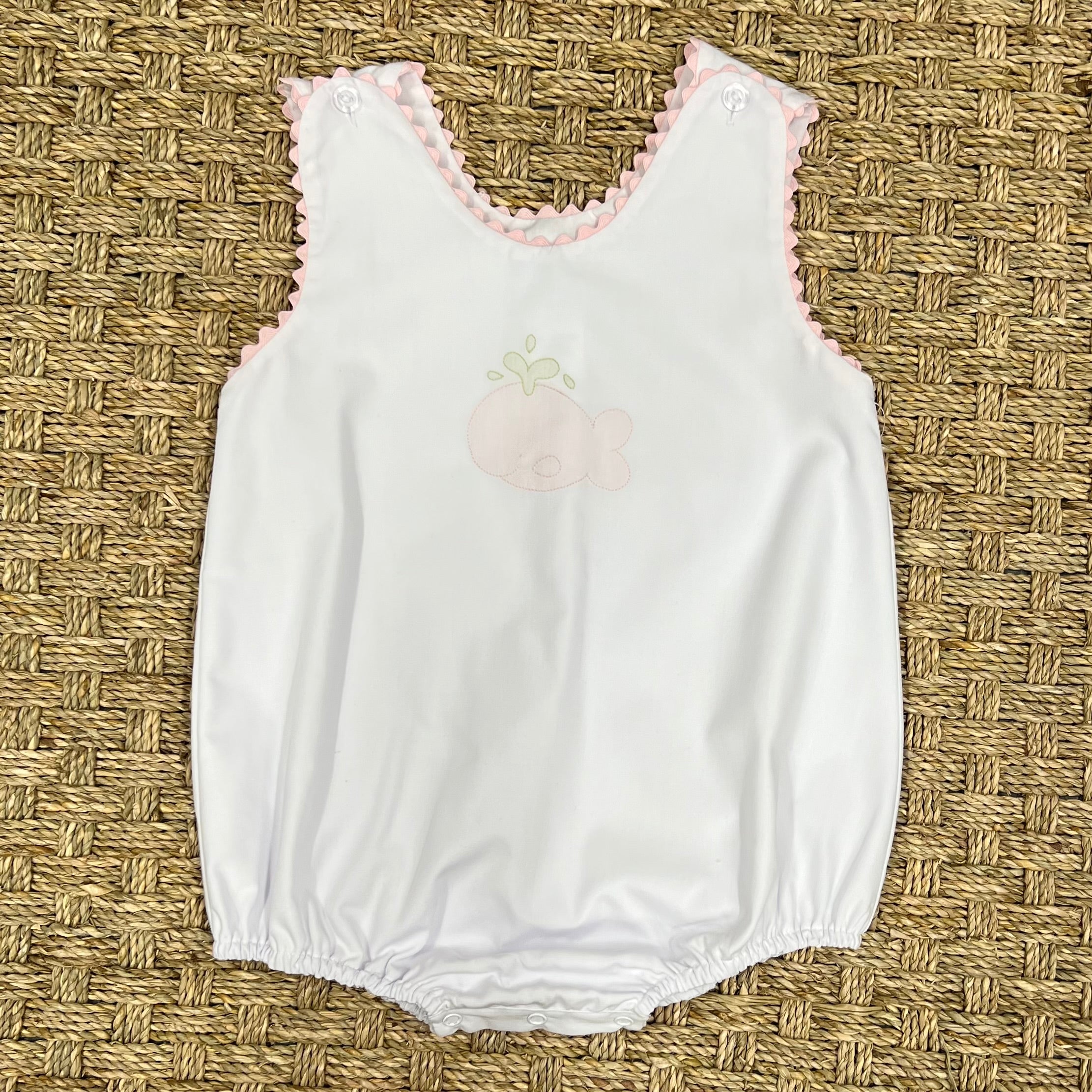 Auraluz Sleeveless Bubble with Pink Whale Embroidery & Ric Rac