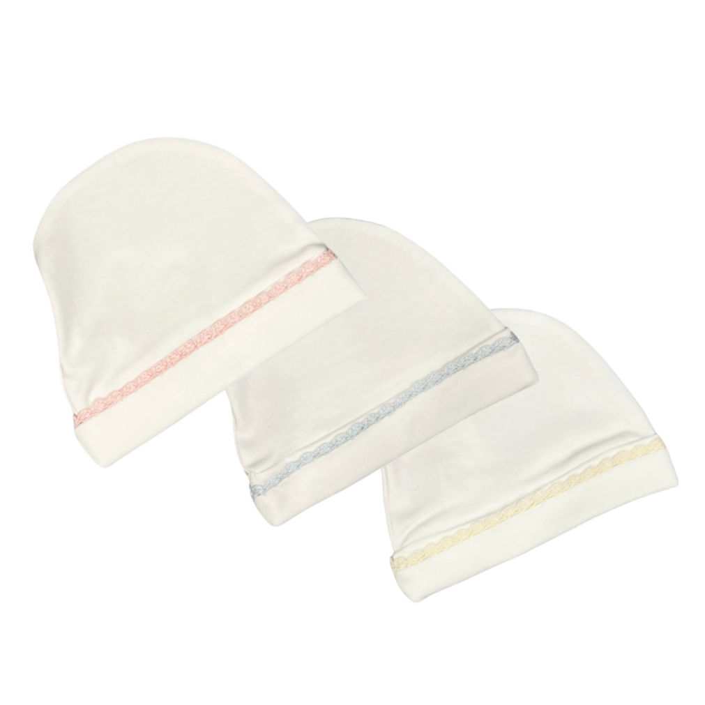 Squiggles Beanie Cap with Crochet Trim