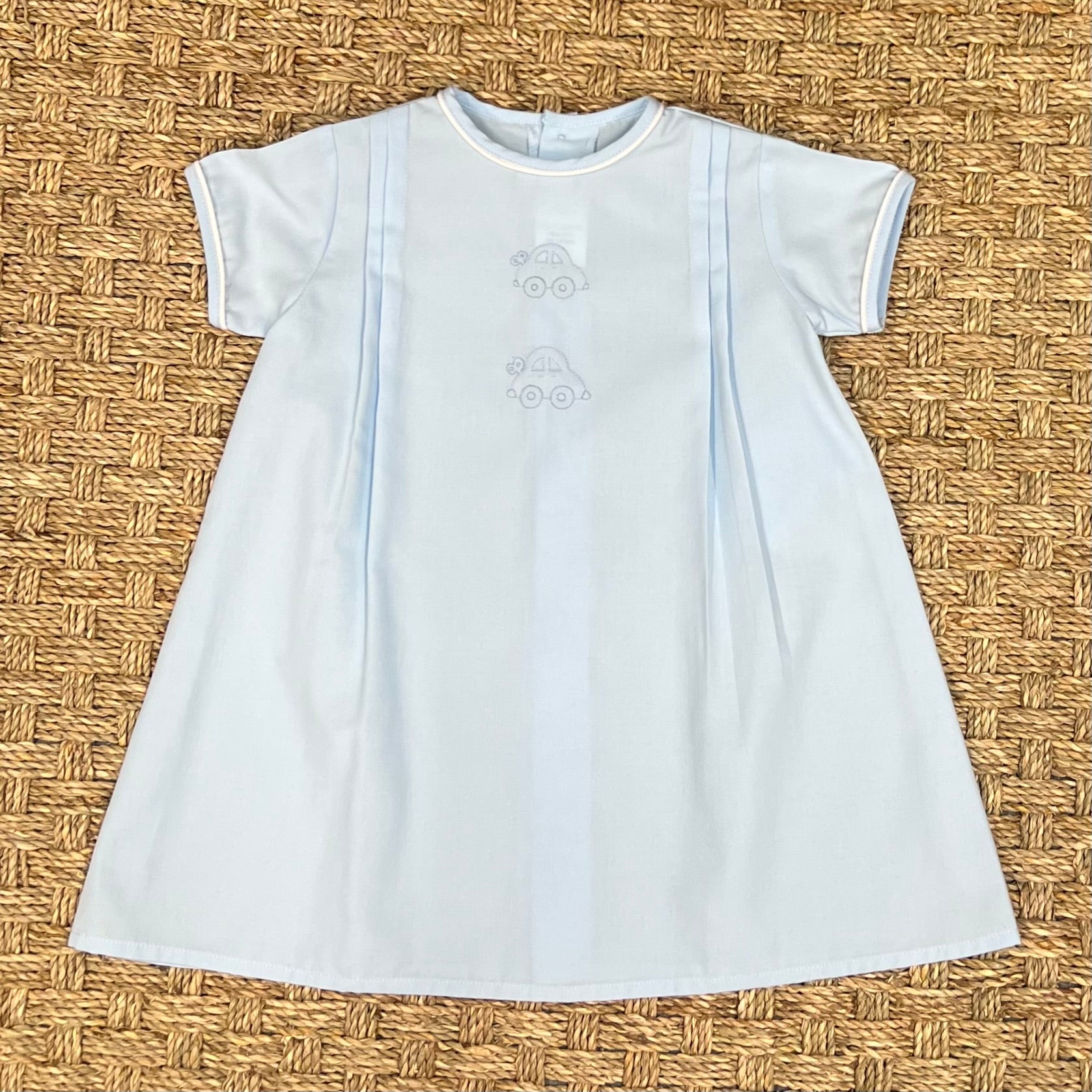 Auraluz Blue Daygown with Wind Up Car Embroidery