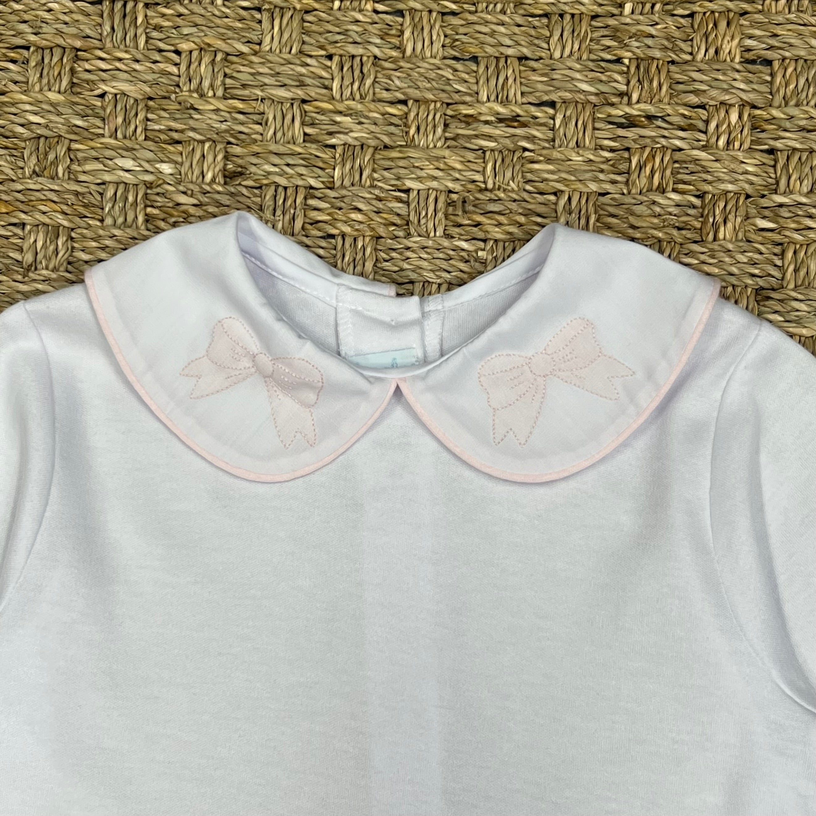 Auraluz Pink Knit Pant Set with Bow Ribbon Embroidery