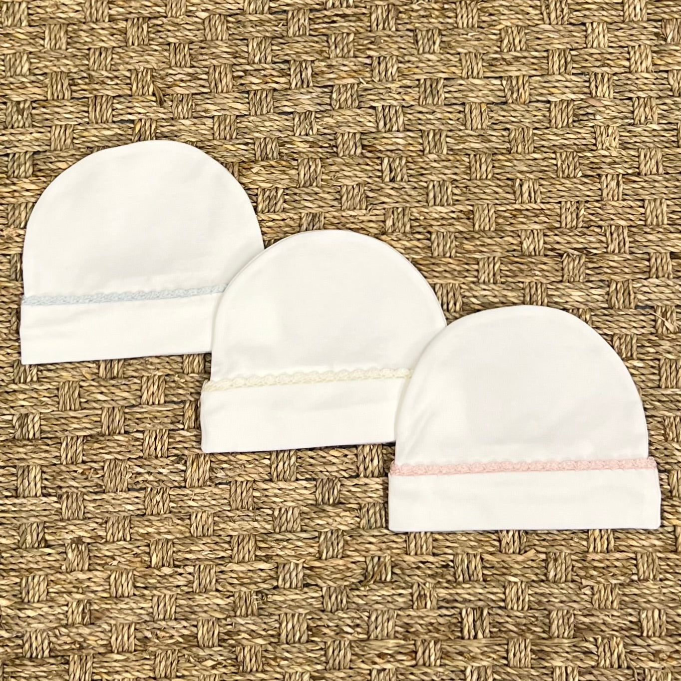 Squiggles Beanie Cap with Crochet Trim