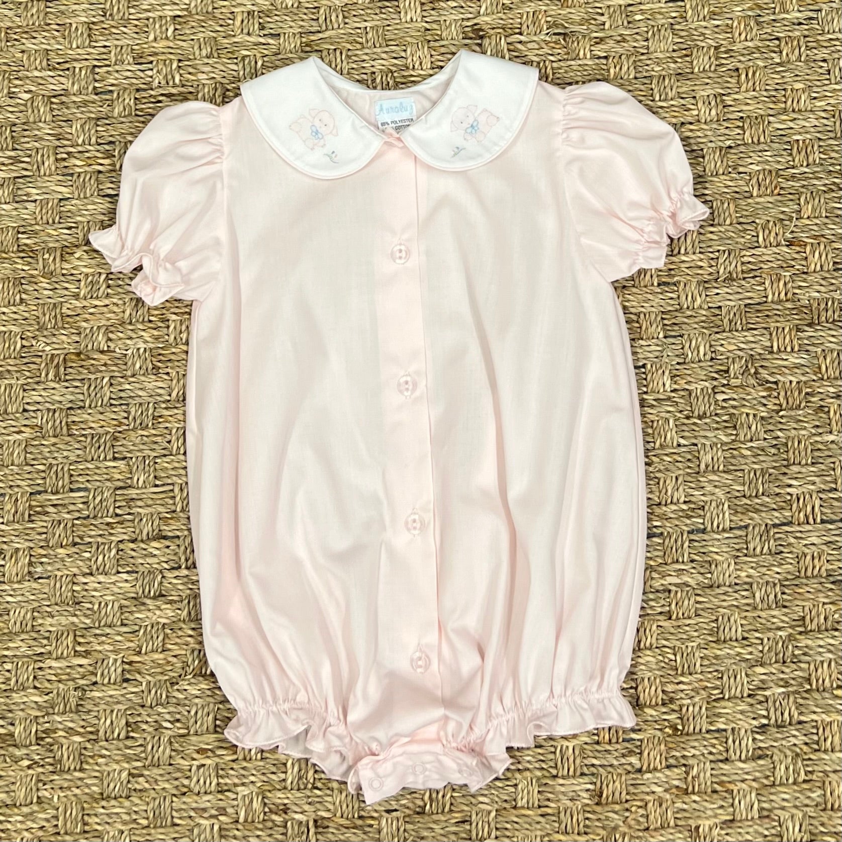 Auraluz Pink Bubble with Tiny Lamb Embroidery on Collar