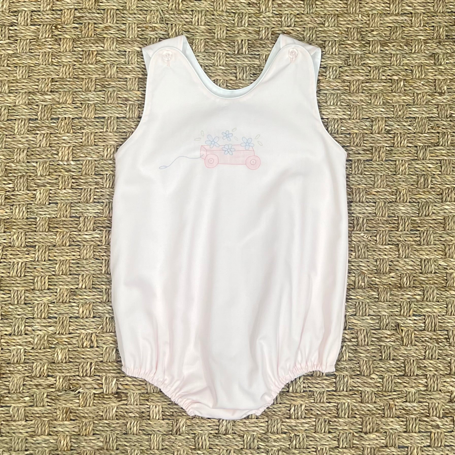 Auraluz Sleeveless Bubble, Pink with Wagon and Flowers