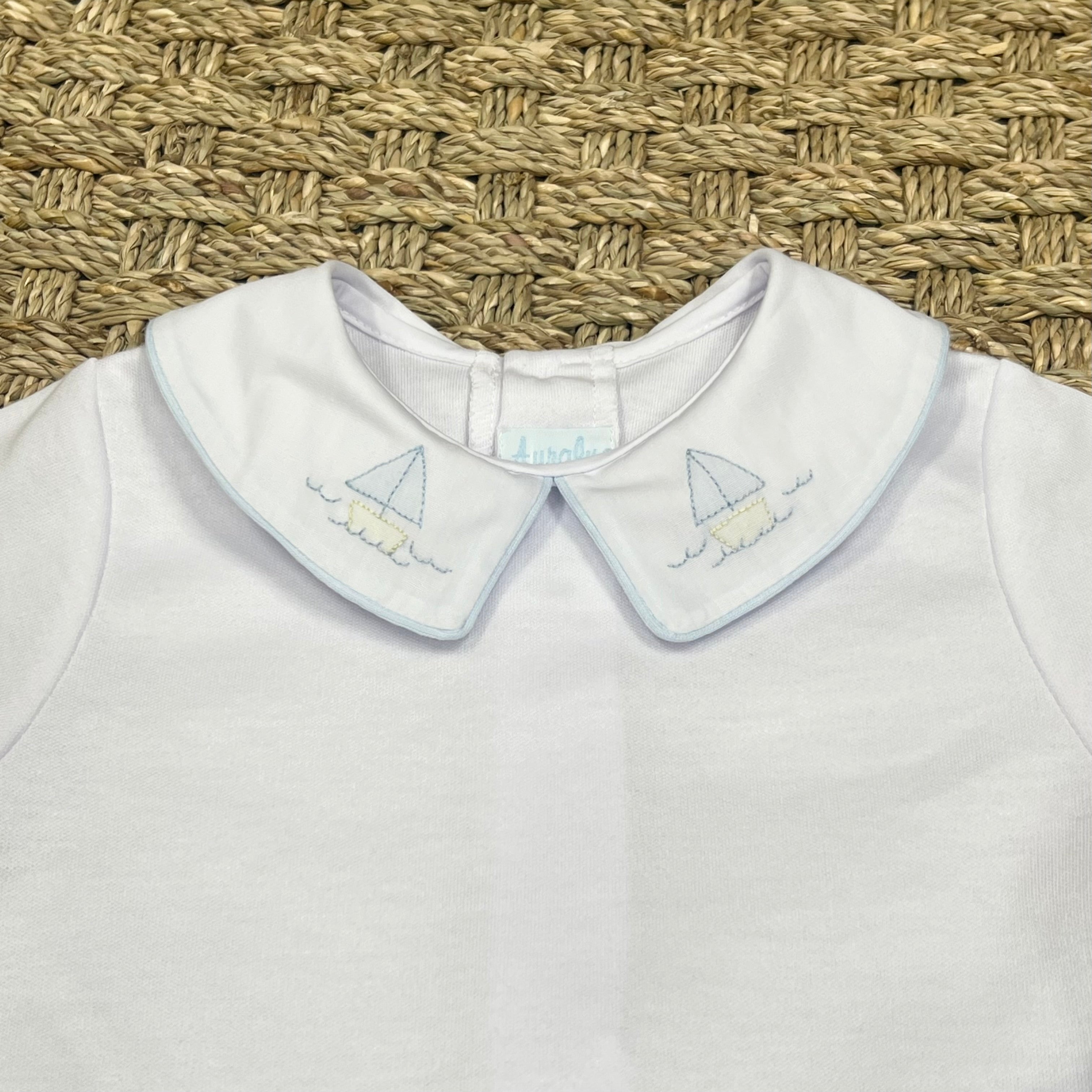 Auraluz Knit Diaper Set, Blue & White with Boats