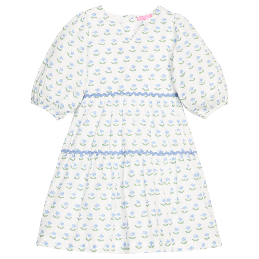 Bisby Madaket Dress, Blue Tulip Block Print
