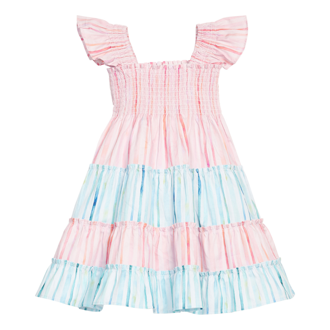 Bisby Twirl Dress, Watercolor Multi Stripe