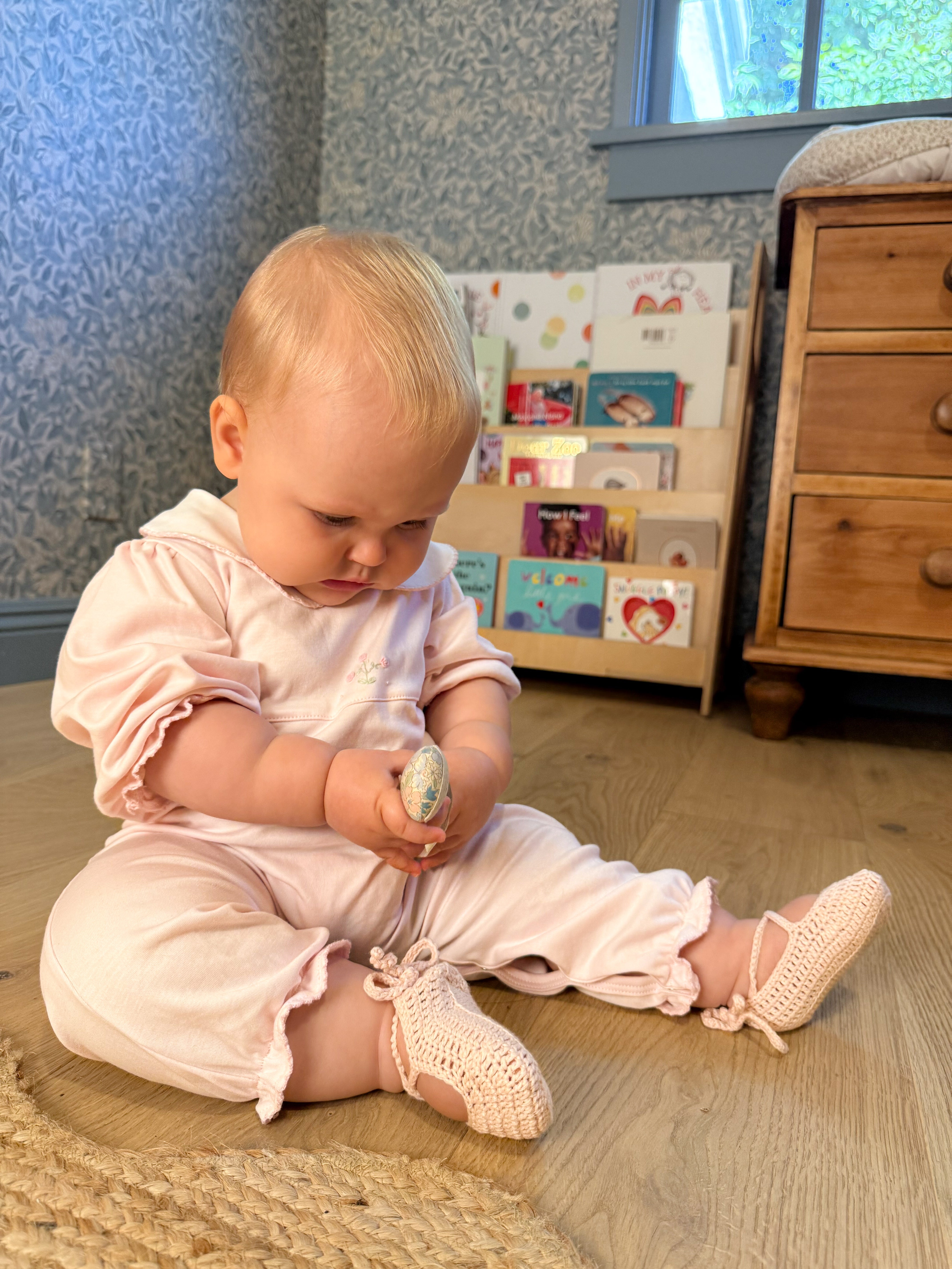 Baby Bloom Pima Romper with Rose Embroidery
