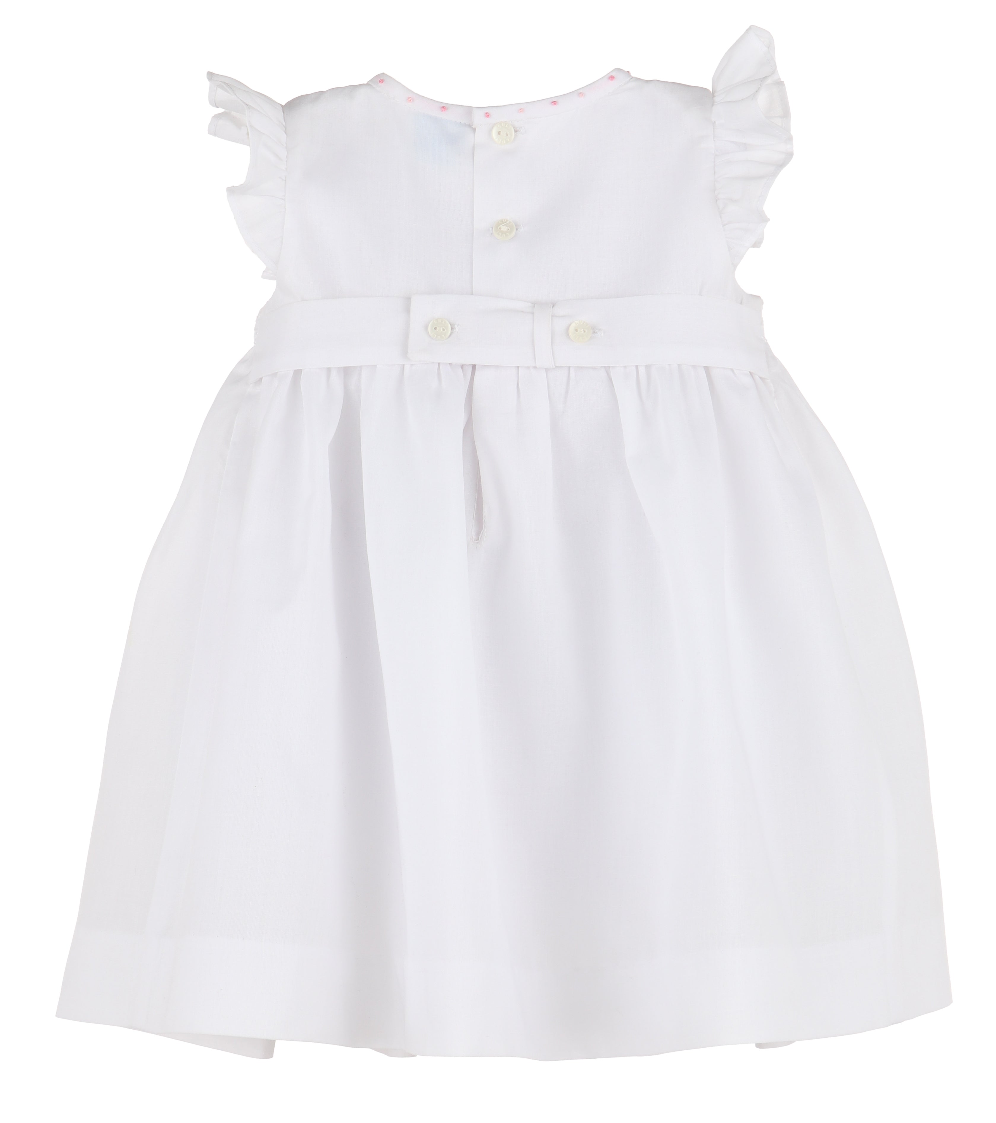 Luli & Me Classical Diamond Smock Dress, White