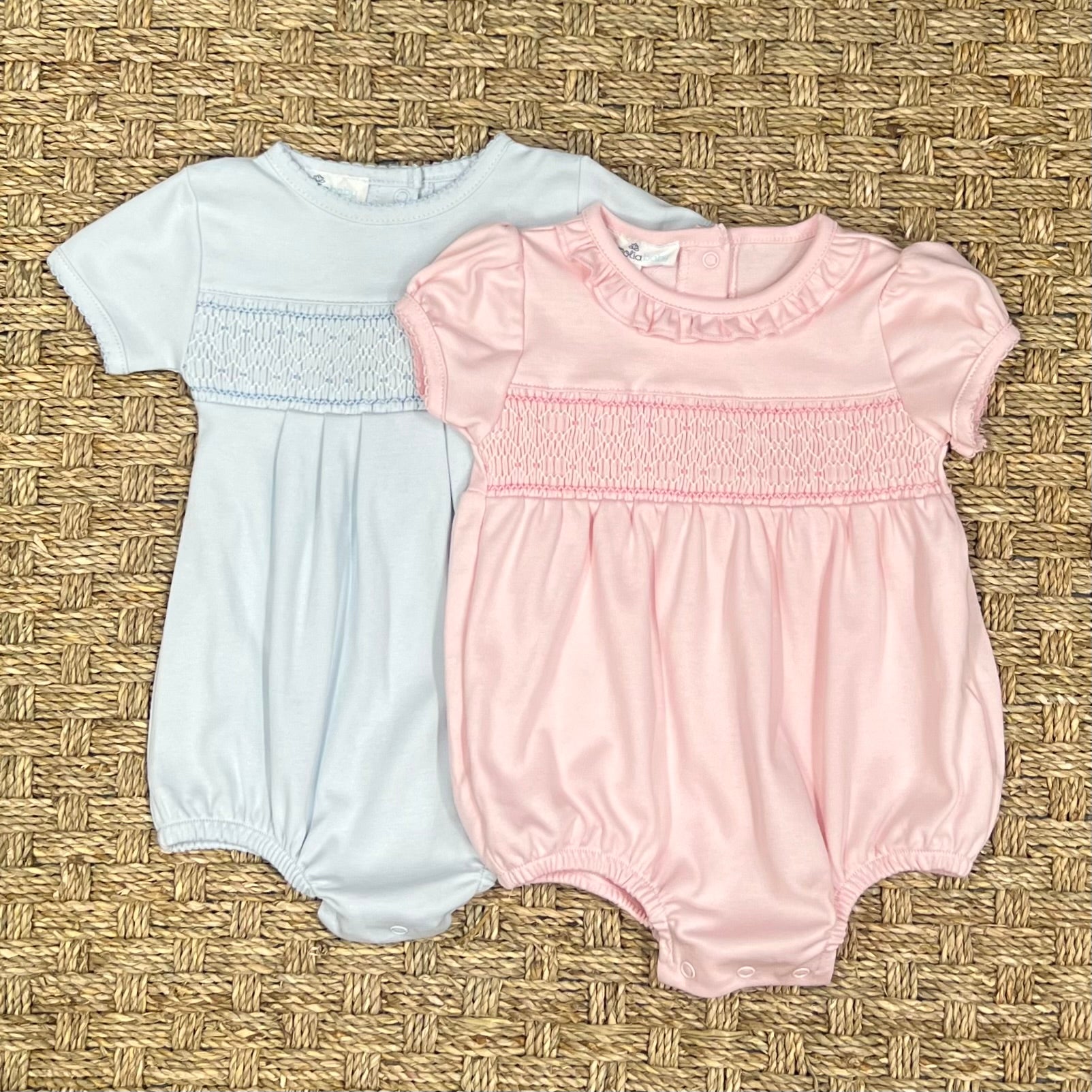 Magnolia Baby Pink & Blue Smocked Bubble, Pink