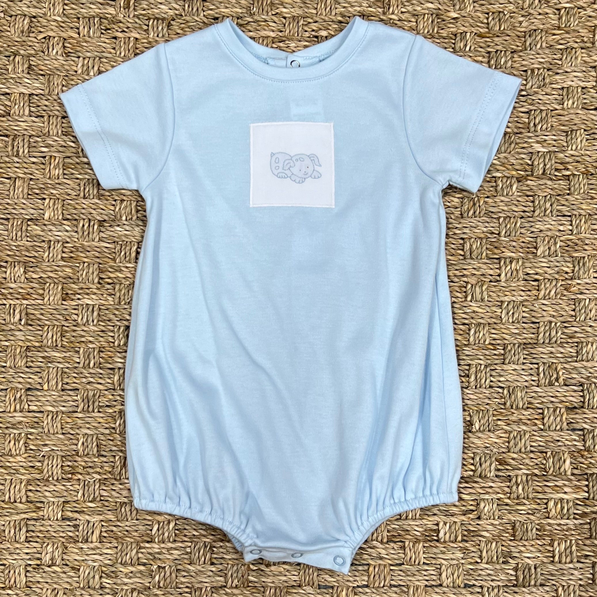Auraluz Blue Knit Bubble with Dog Embroidery