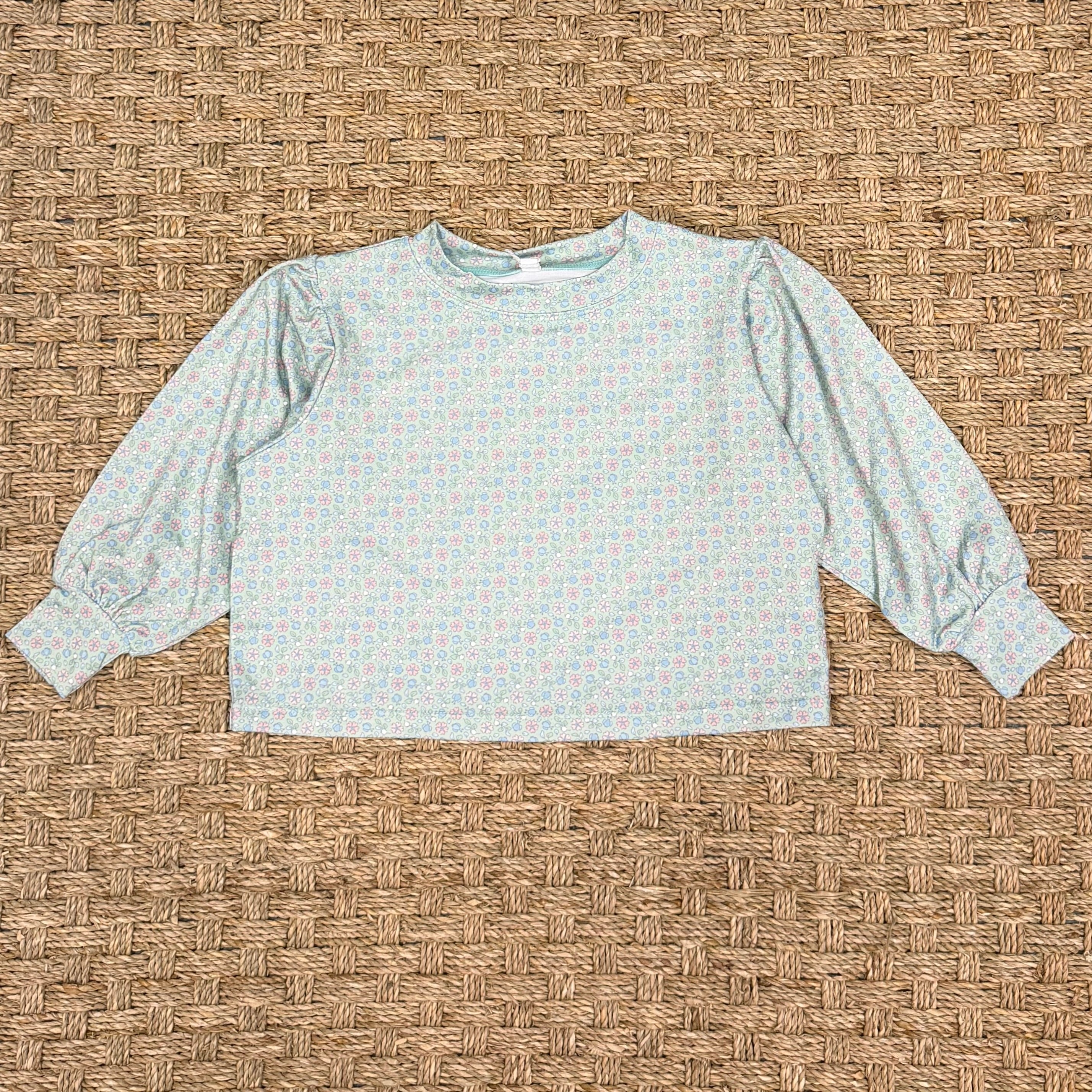 Honesty Puff Sleeve Top, Blue Pink Floral
