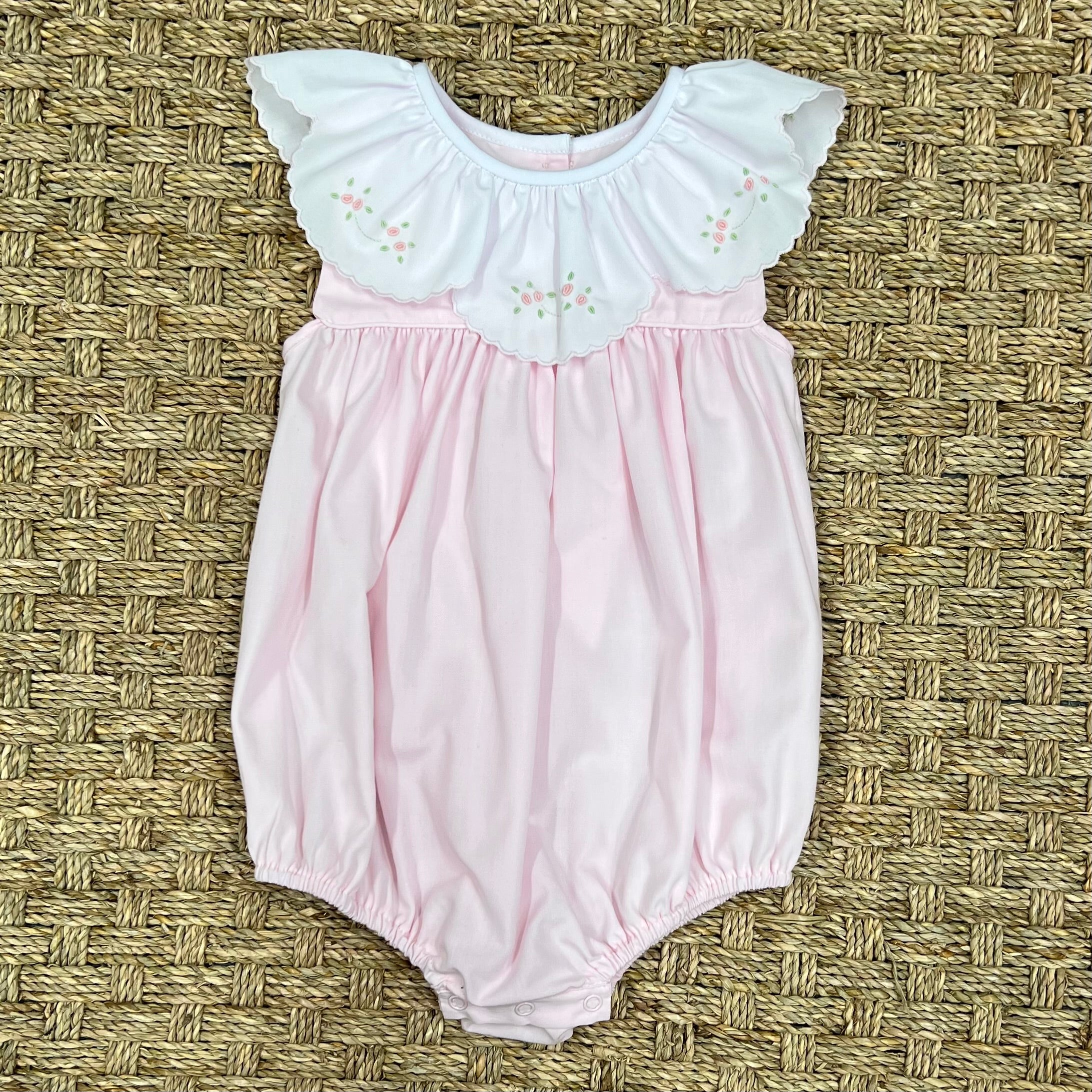 Auraluz Pink Sleeveless Bubble with Tiny Bud Embroidery
