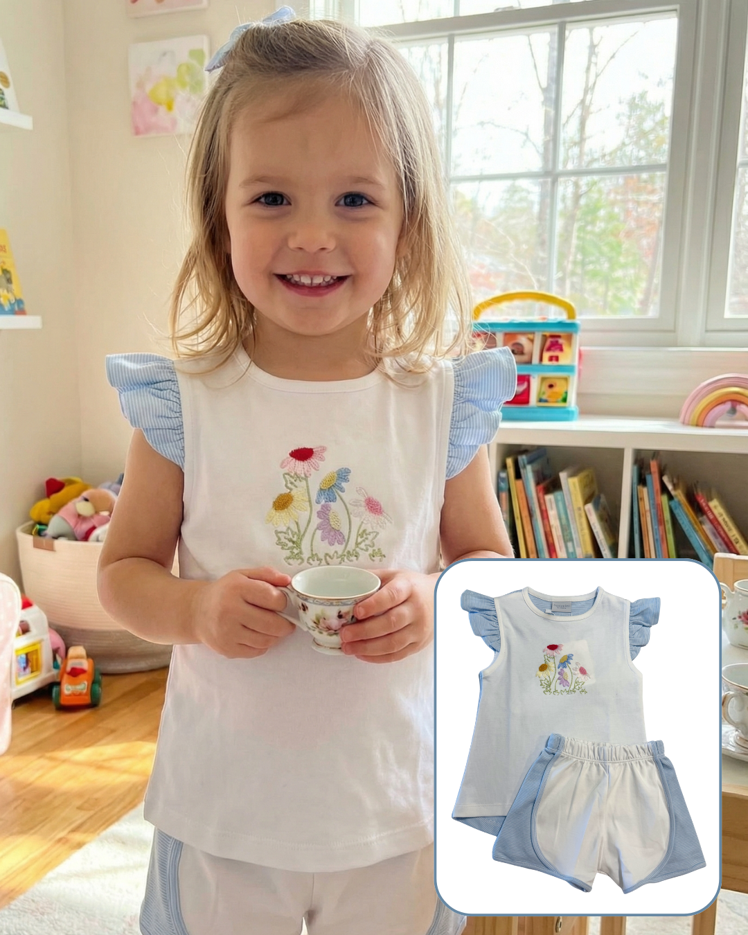 Squiggles Rainbow Blooms Short Set