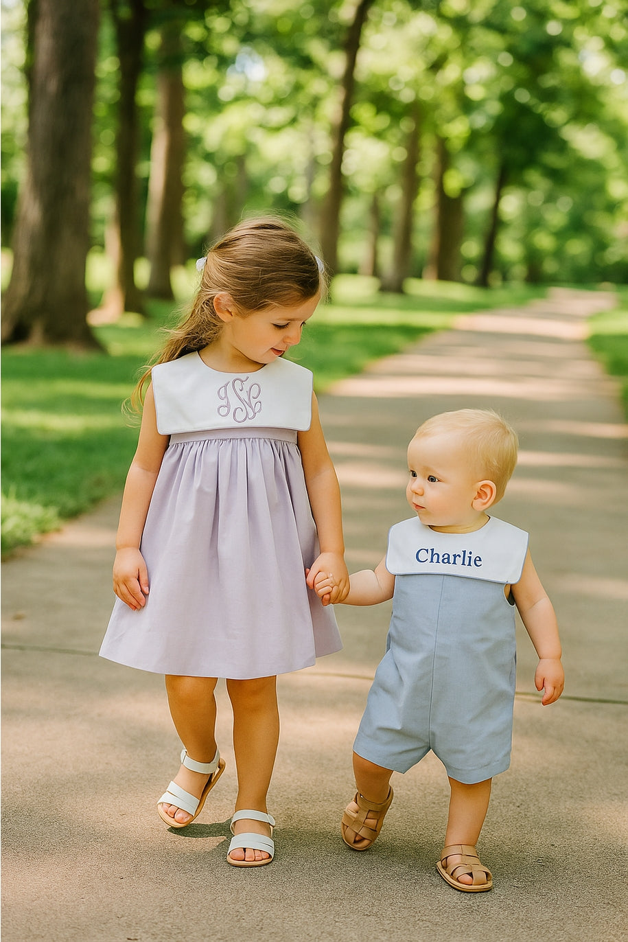 Petit Ami Romper with Square Collar