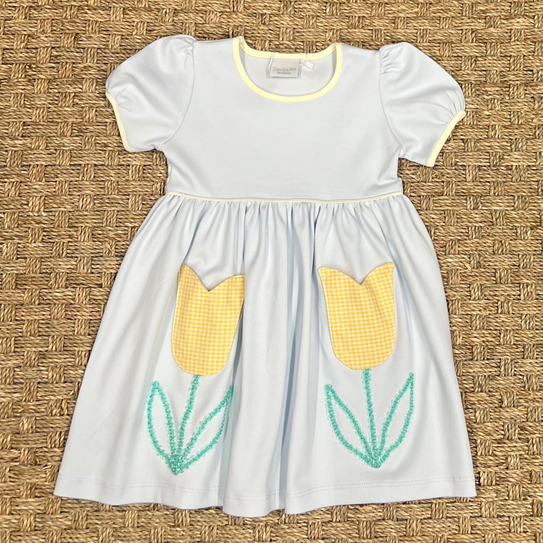 Squiggles Dress with Gingham Pockets