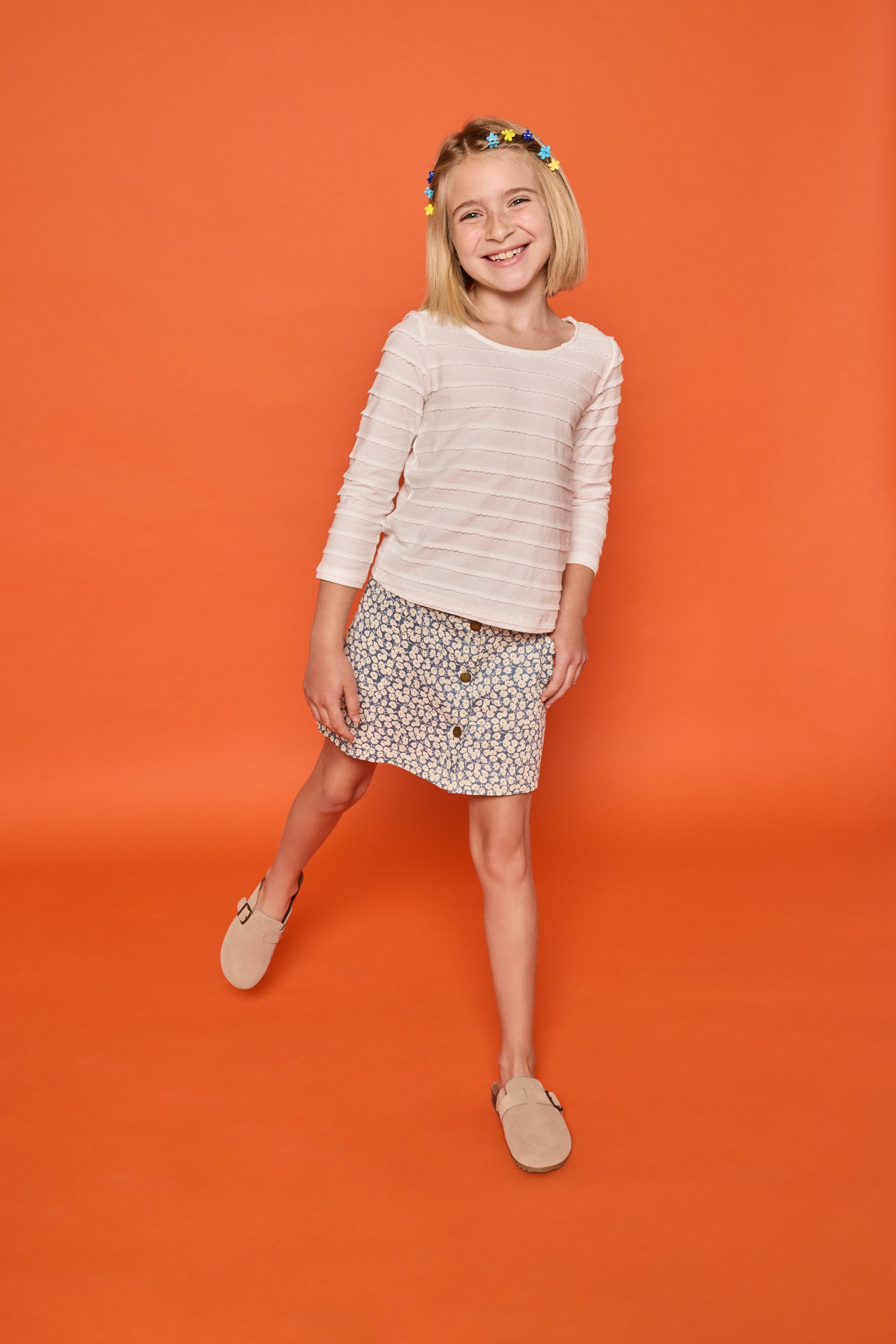 Bisby Essential Tee, White Scallop