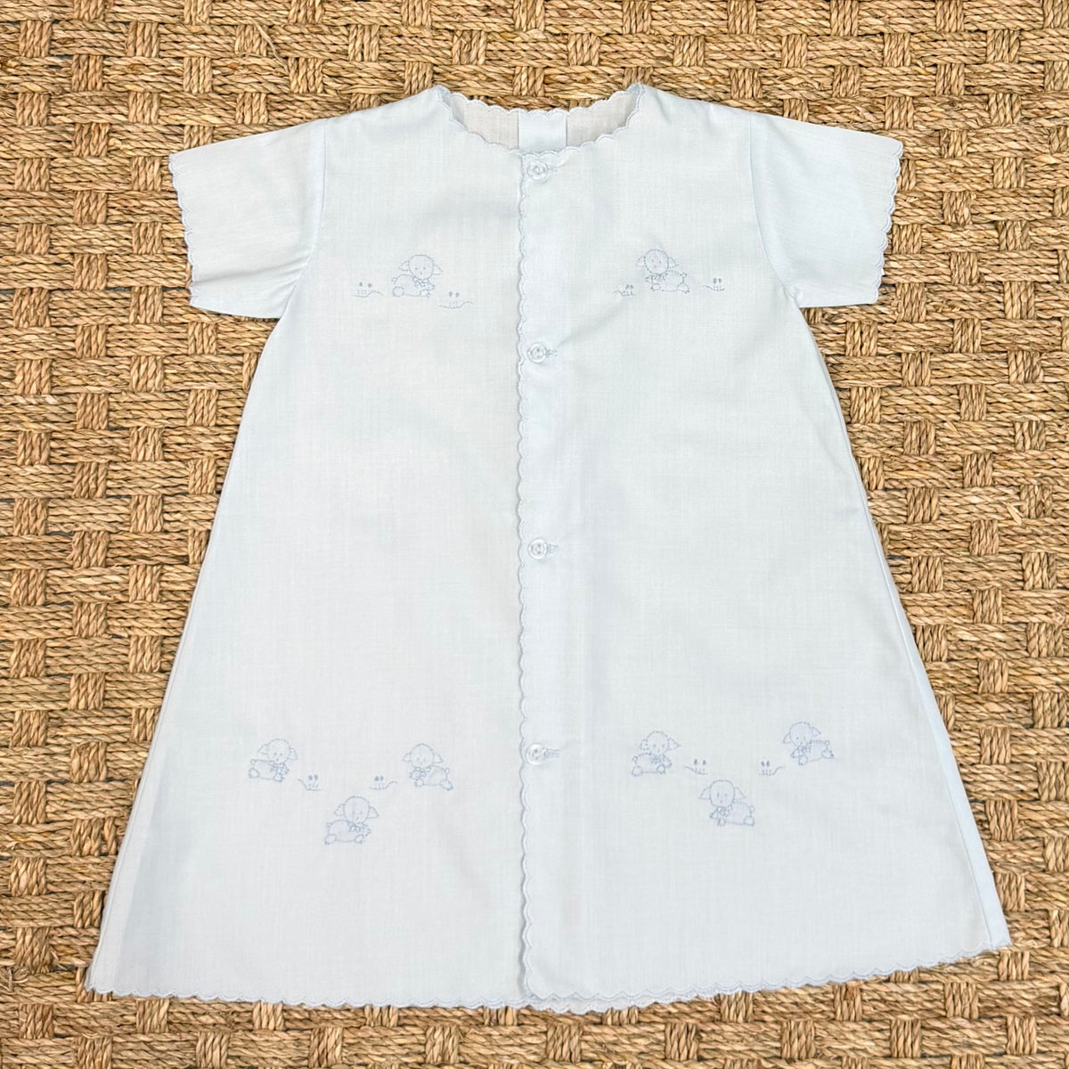 Auraluz Blue Daygown with Tiny Lamb Embroidery