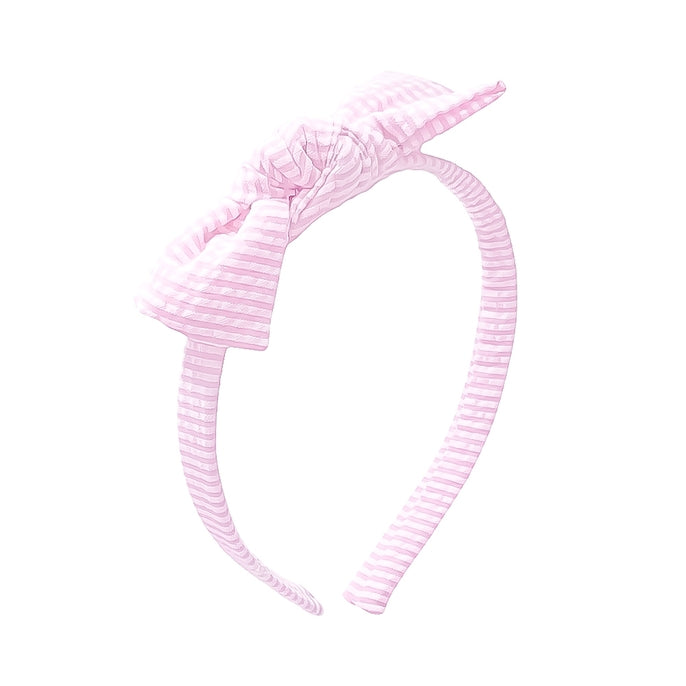 Bits & Bows Seersucker Bow Headband, Pink