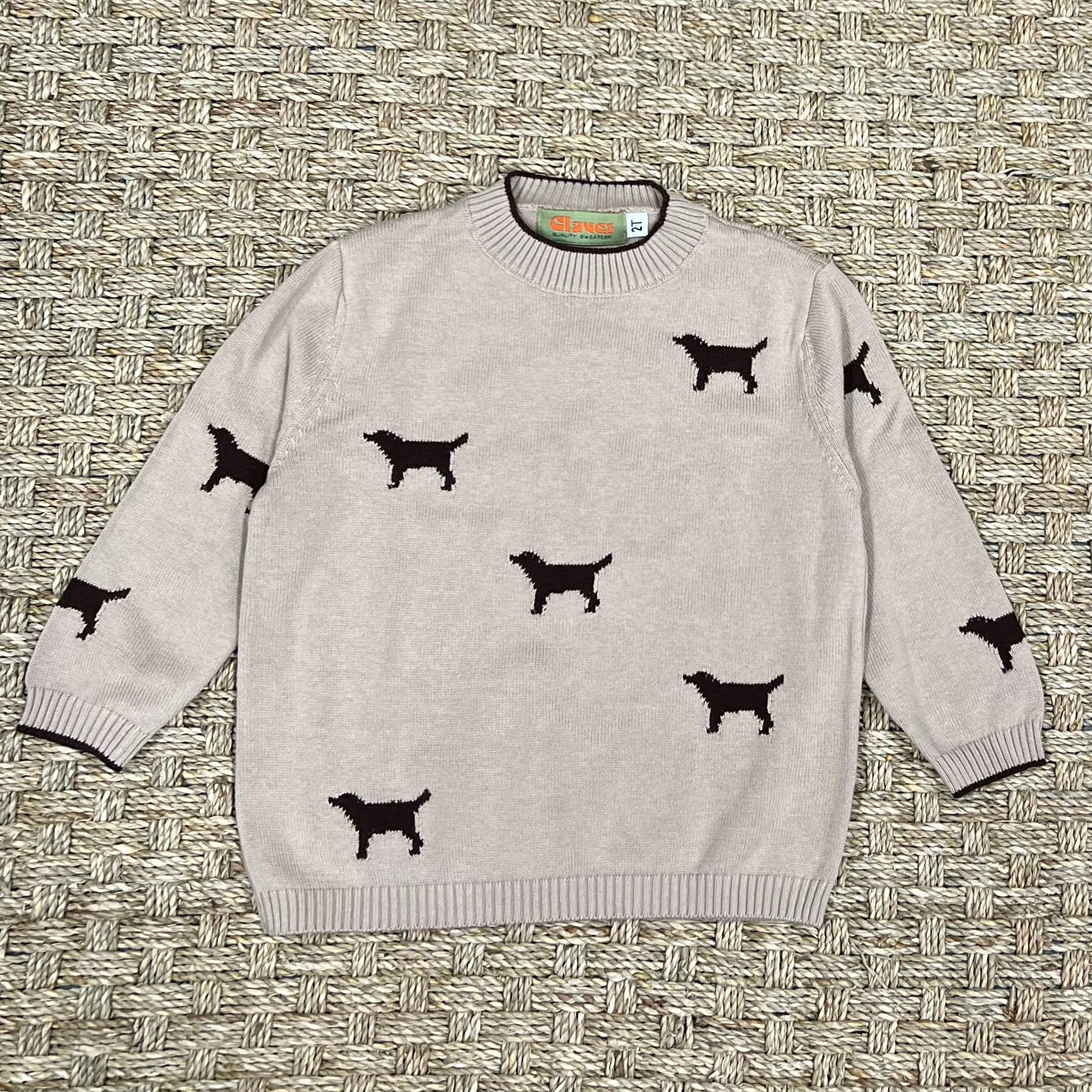 Luigi Fine Gauge Crewneck, Labs on Sand/Chocolate