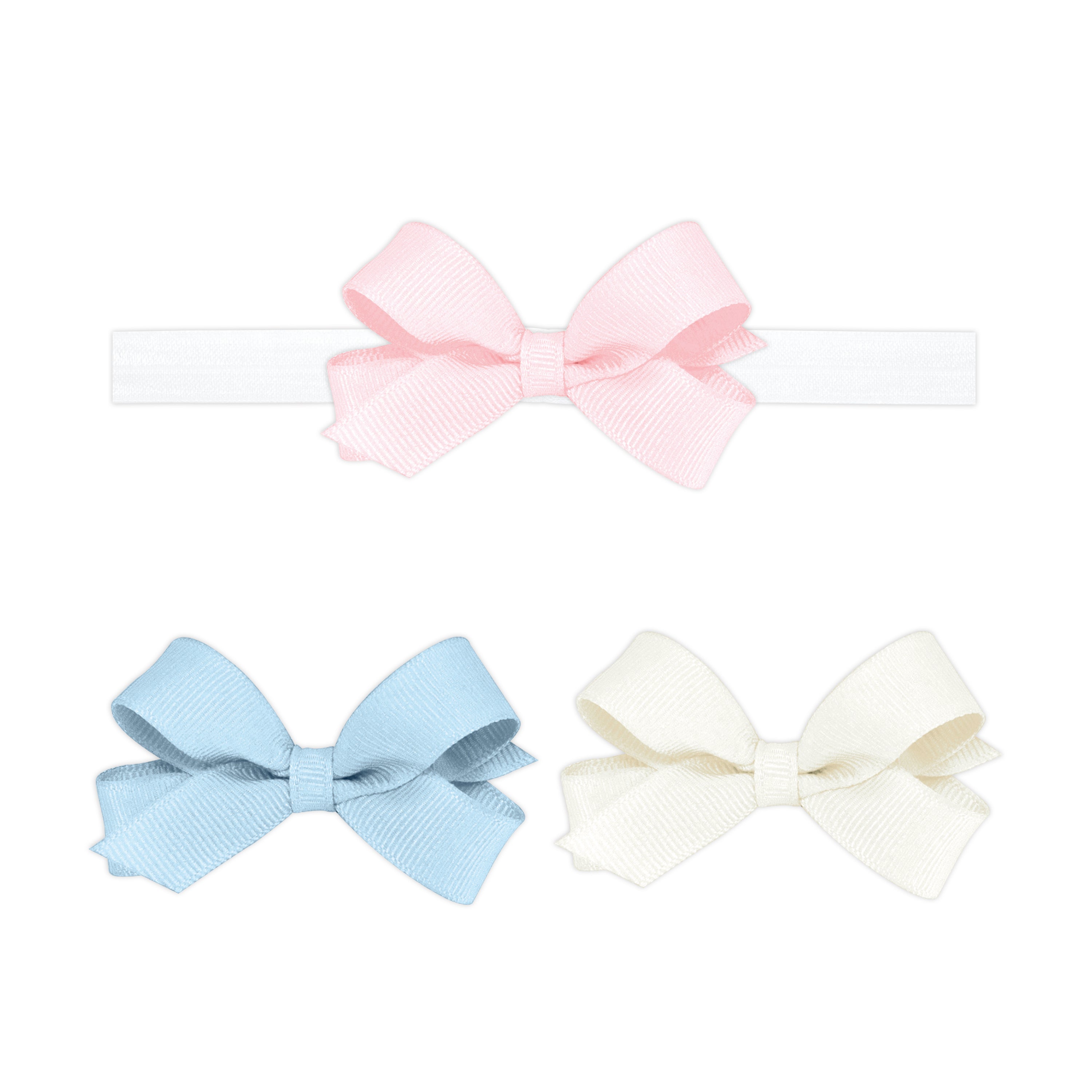 Wee Ones Three Tiny Grosgrain Hair Bows with Add-A-Bow Headband