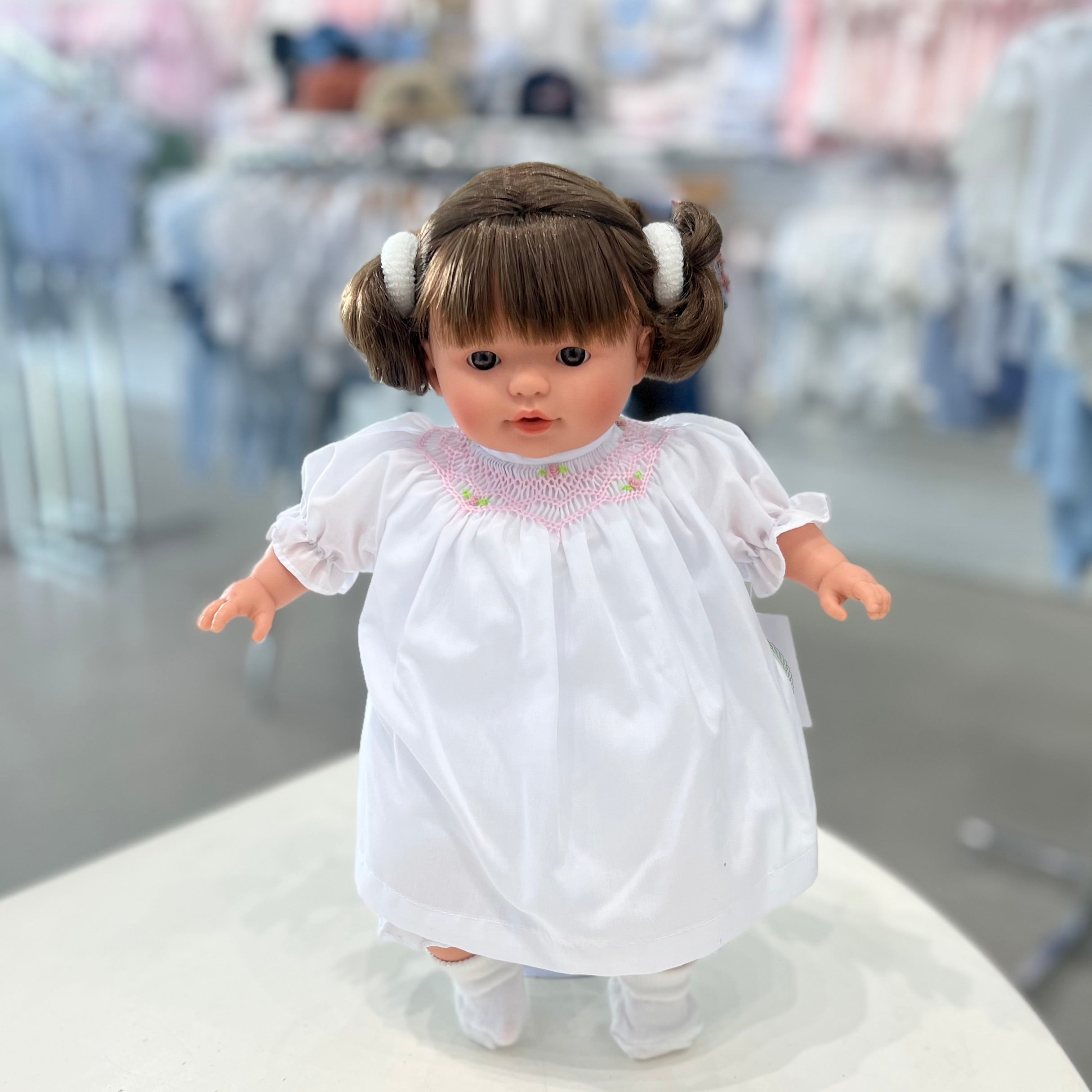 Rosalina Sarah Brunette Doll with White Roselle Bishop