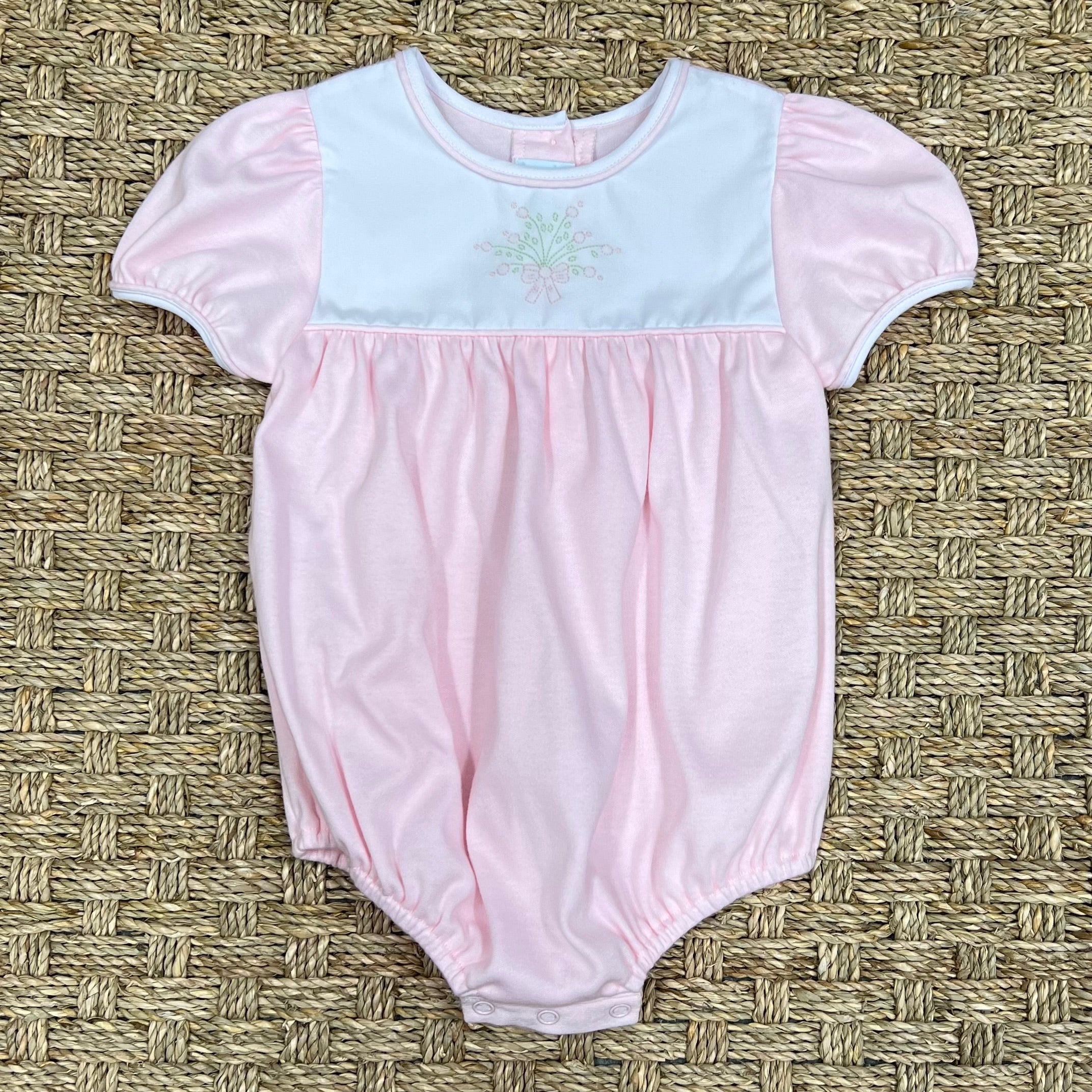 Auraluz Pink Knit Bubble with Pink Bow Embroidery