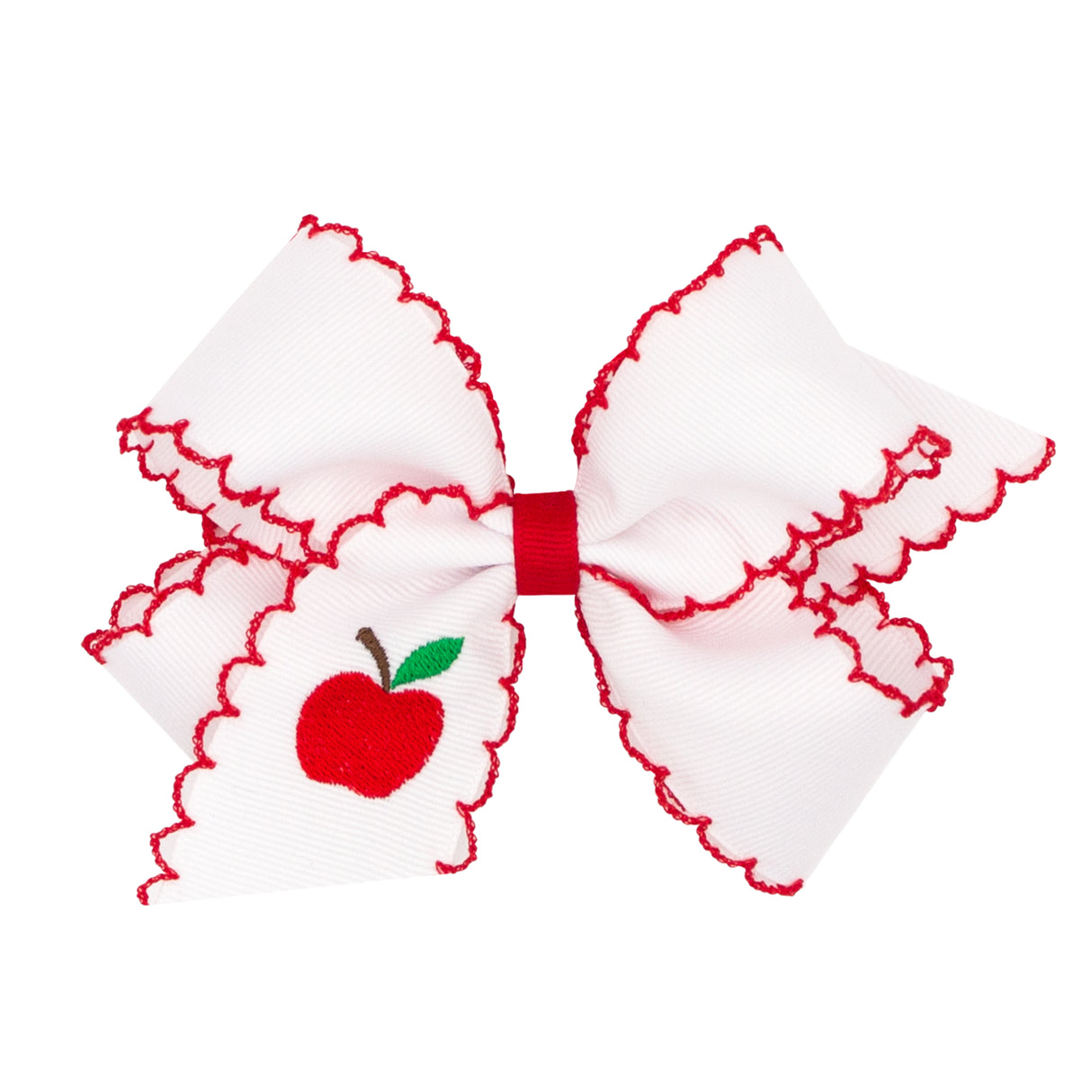 Wee Ones Apple Embroidered Moonstitch Bow