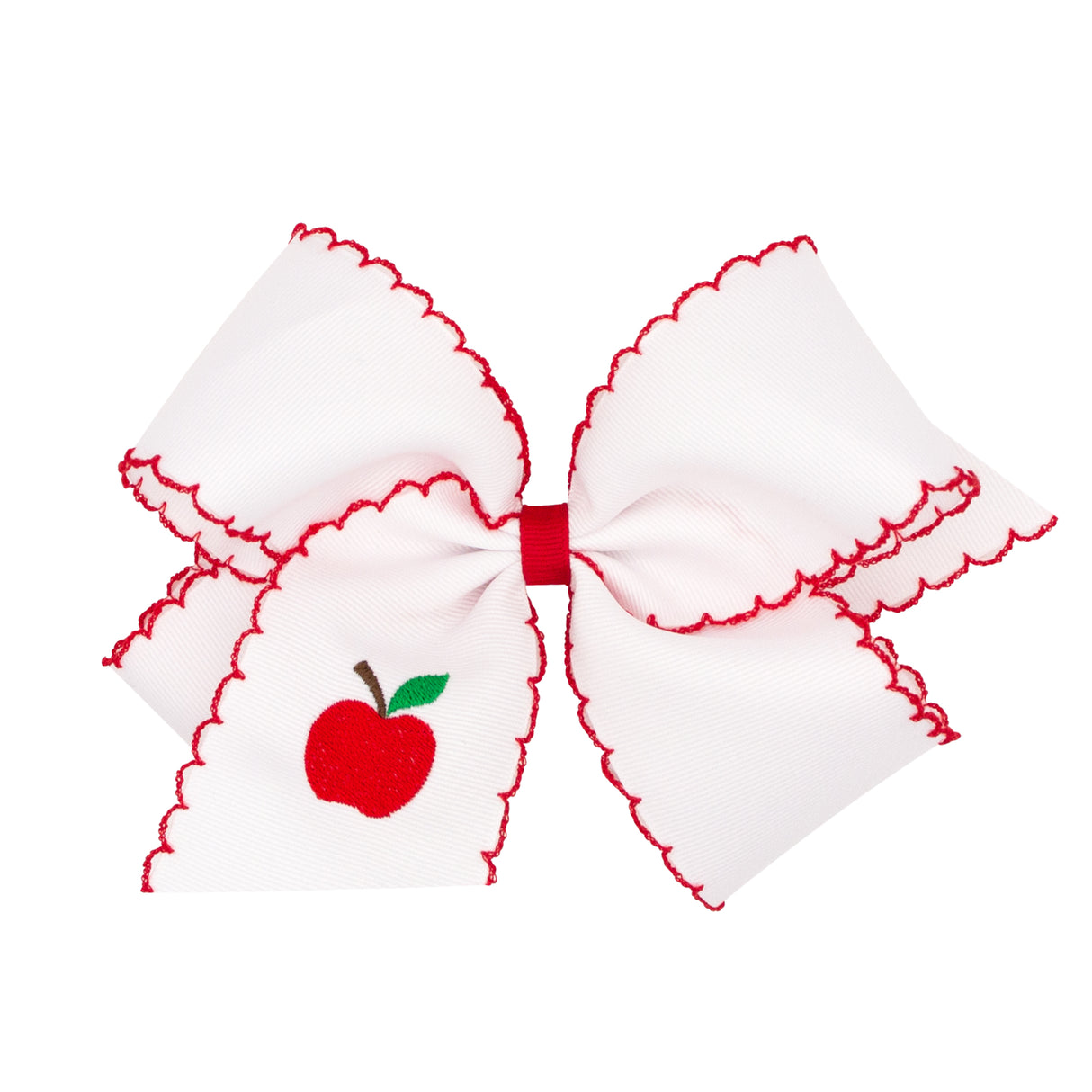 Wee Ones Apple Embroidered Moonstitch Bow