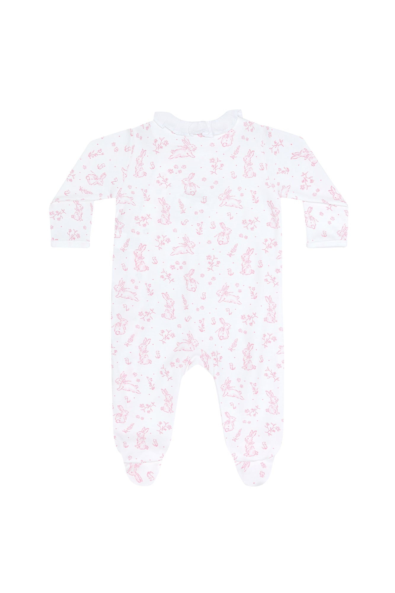 Nella Pima Pink Bunny Toile Crossover Footie