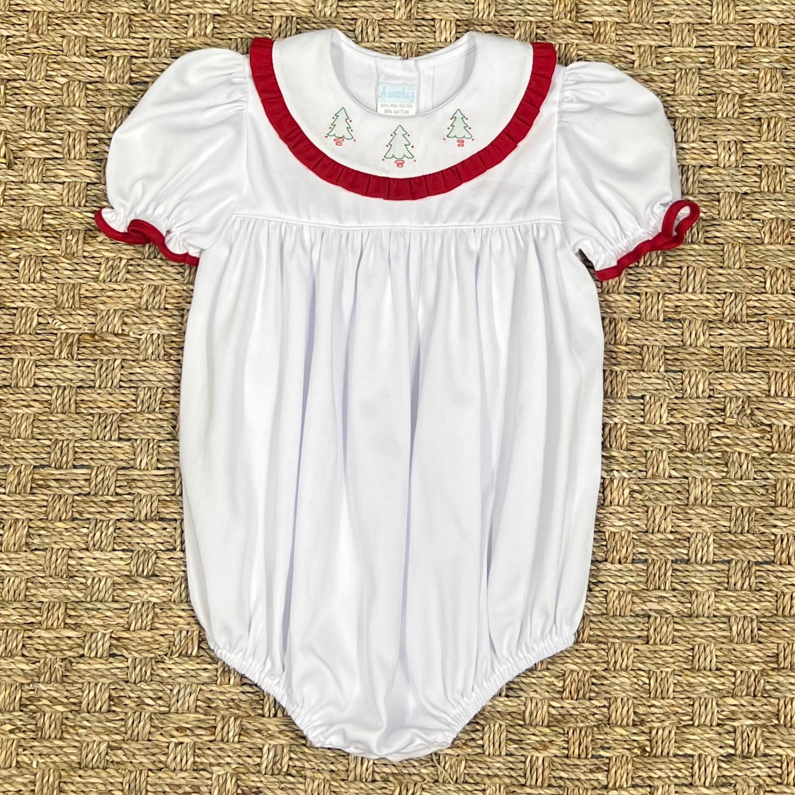 Auraluz Pique Bubble with Red Tree Embroidery