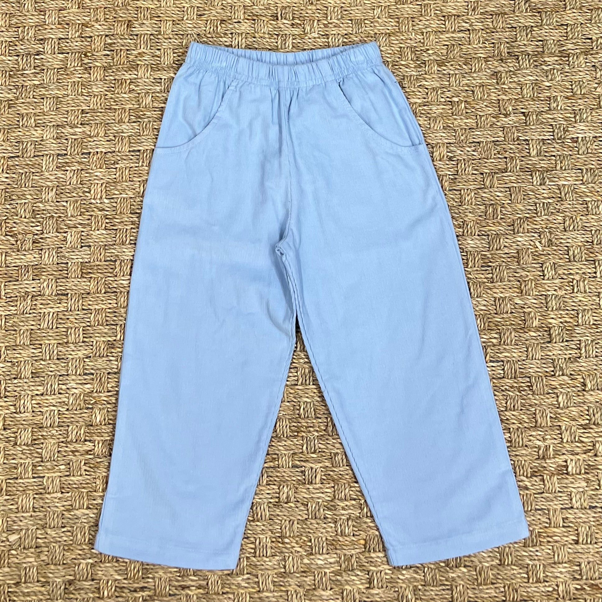 Luigi Corduroy Pants with Pockets, Sky Blue