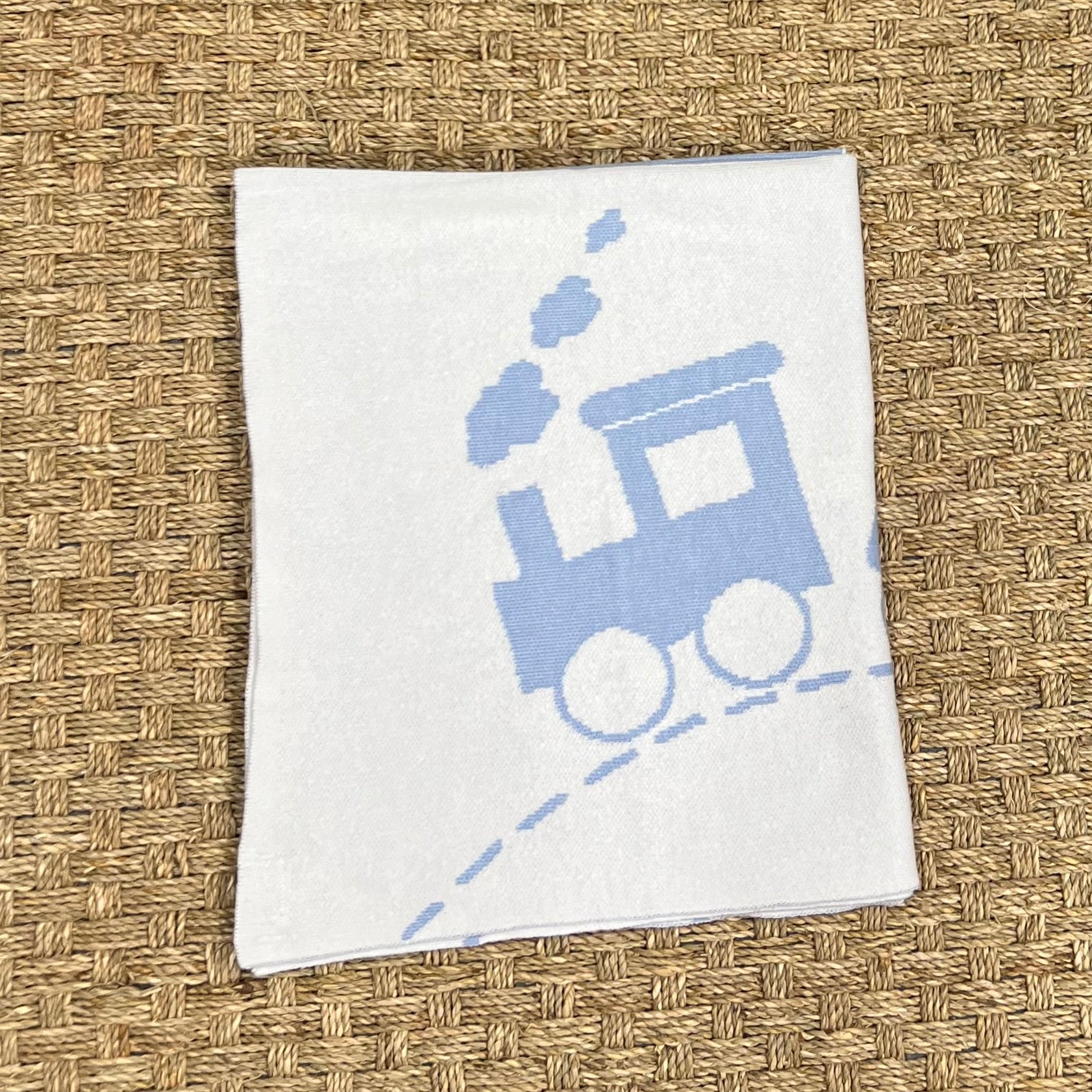 Luigi Baby Blanket, Train on Sky Blue