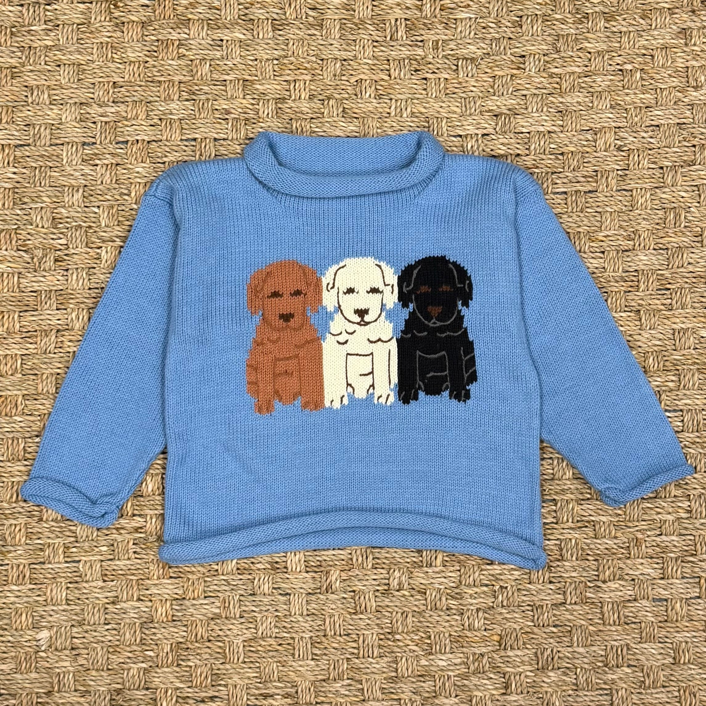 Luigi Rollneck, Three Lab Puppies on Chambray