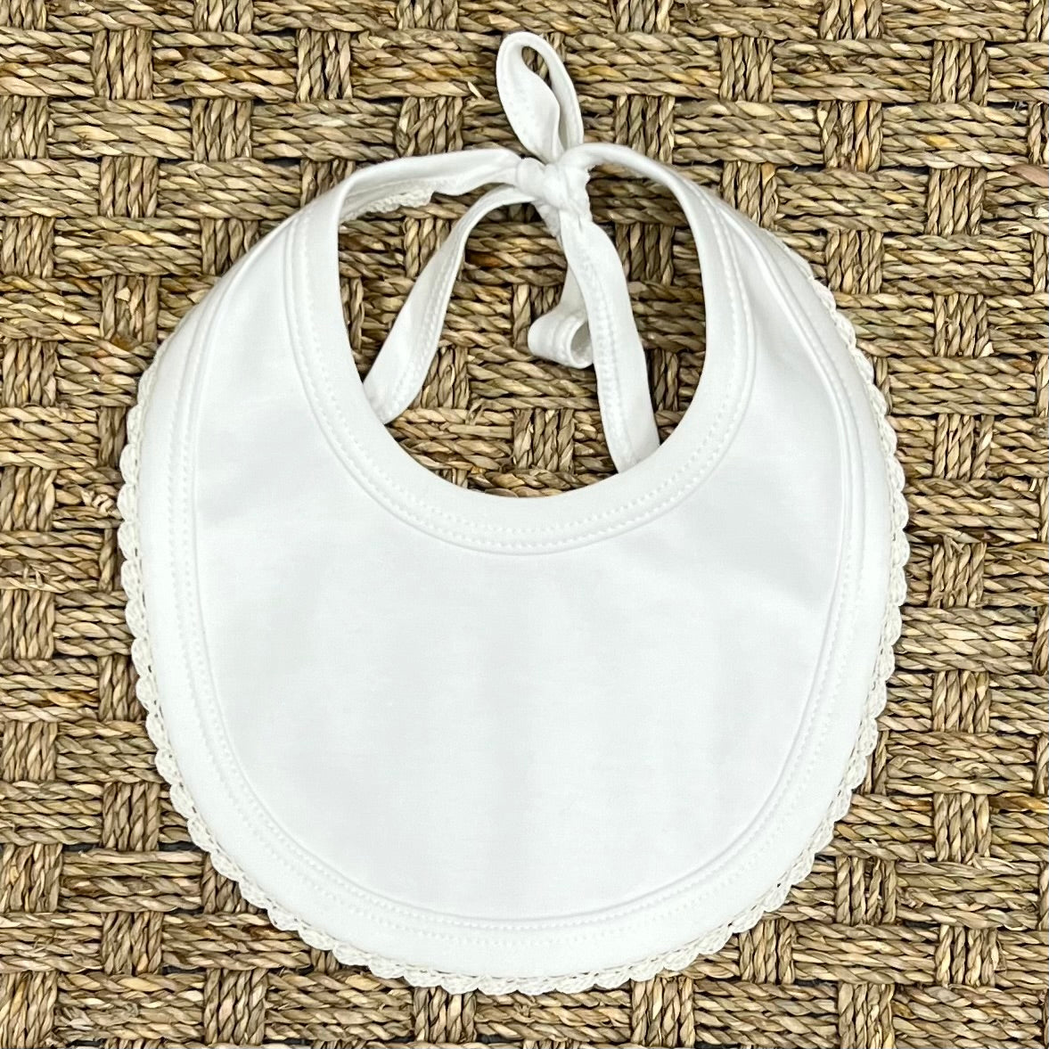 Squiggles Bib with Crochet Trim