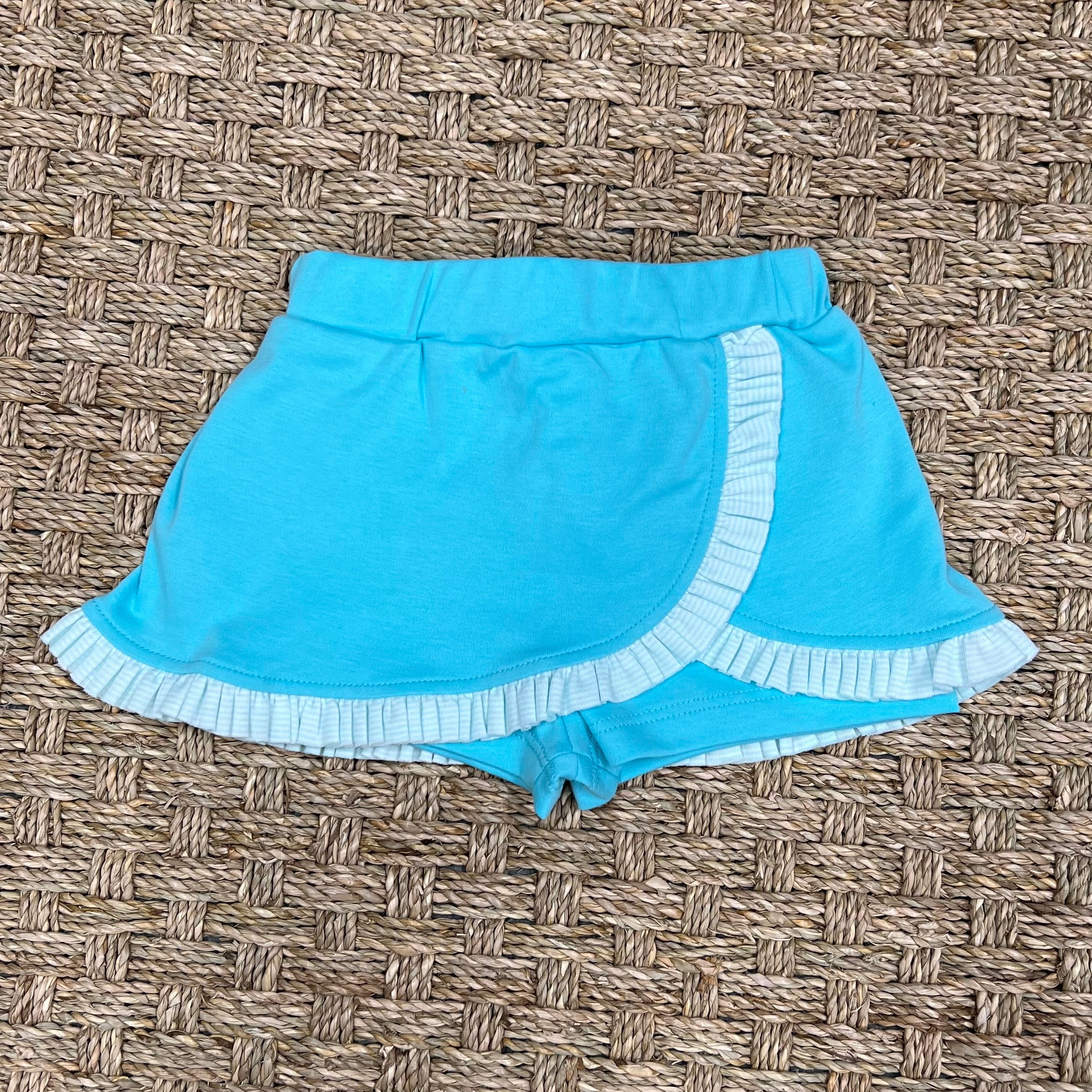 Squiggles Aqua Skort with Turquoise Ruffle