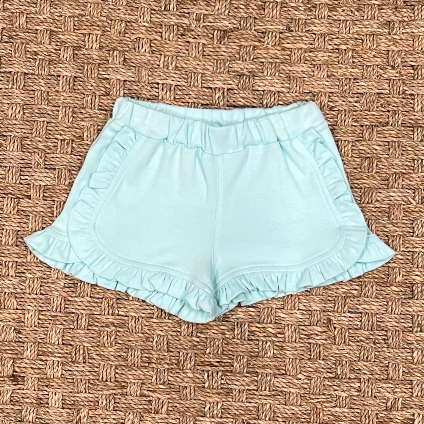 Luigi Ruffle Trim Shorts, Seafoam