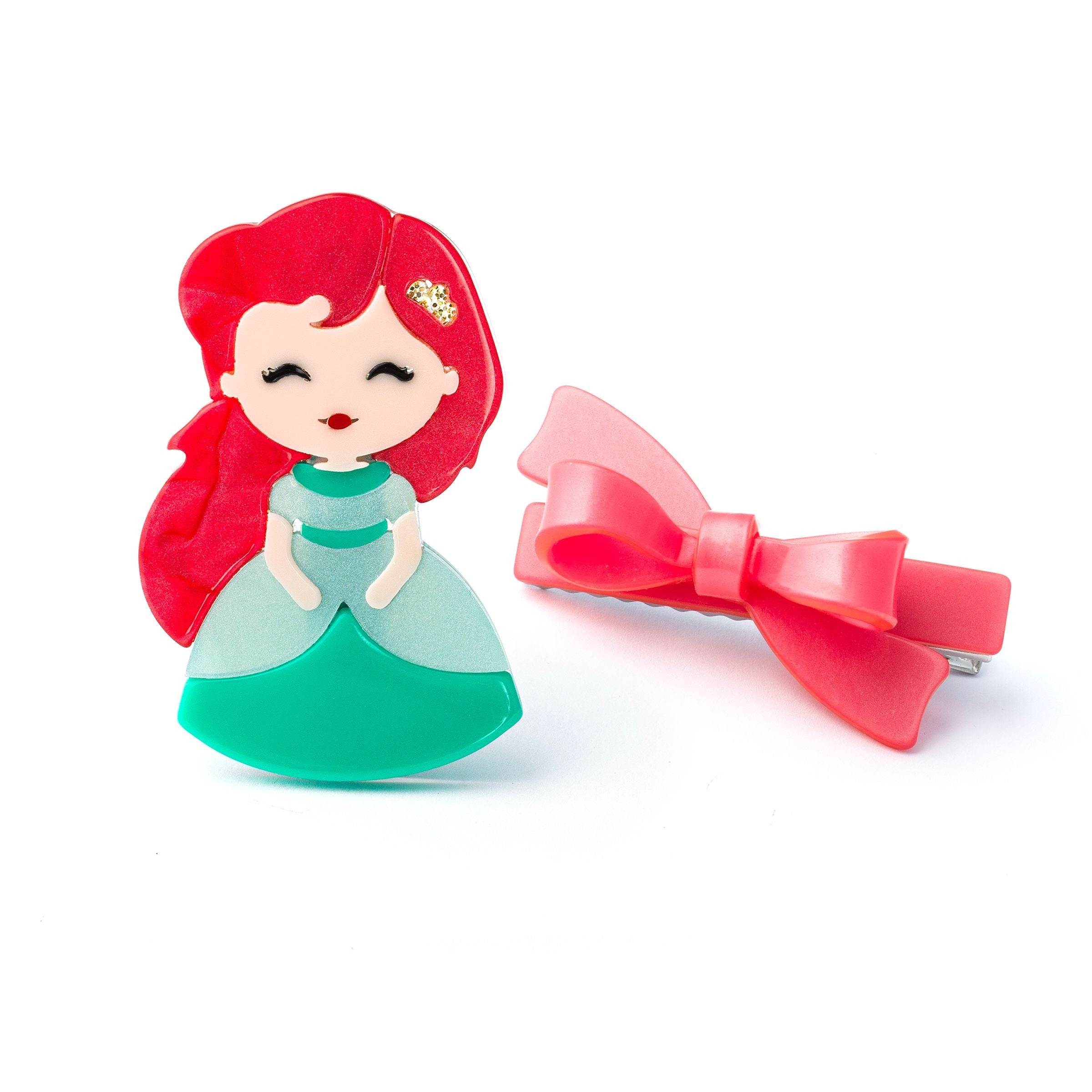 Lilies & Roses Cute Doll Red Hair with Bow Hair Clips